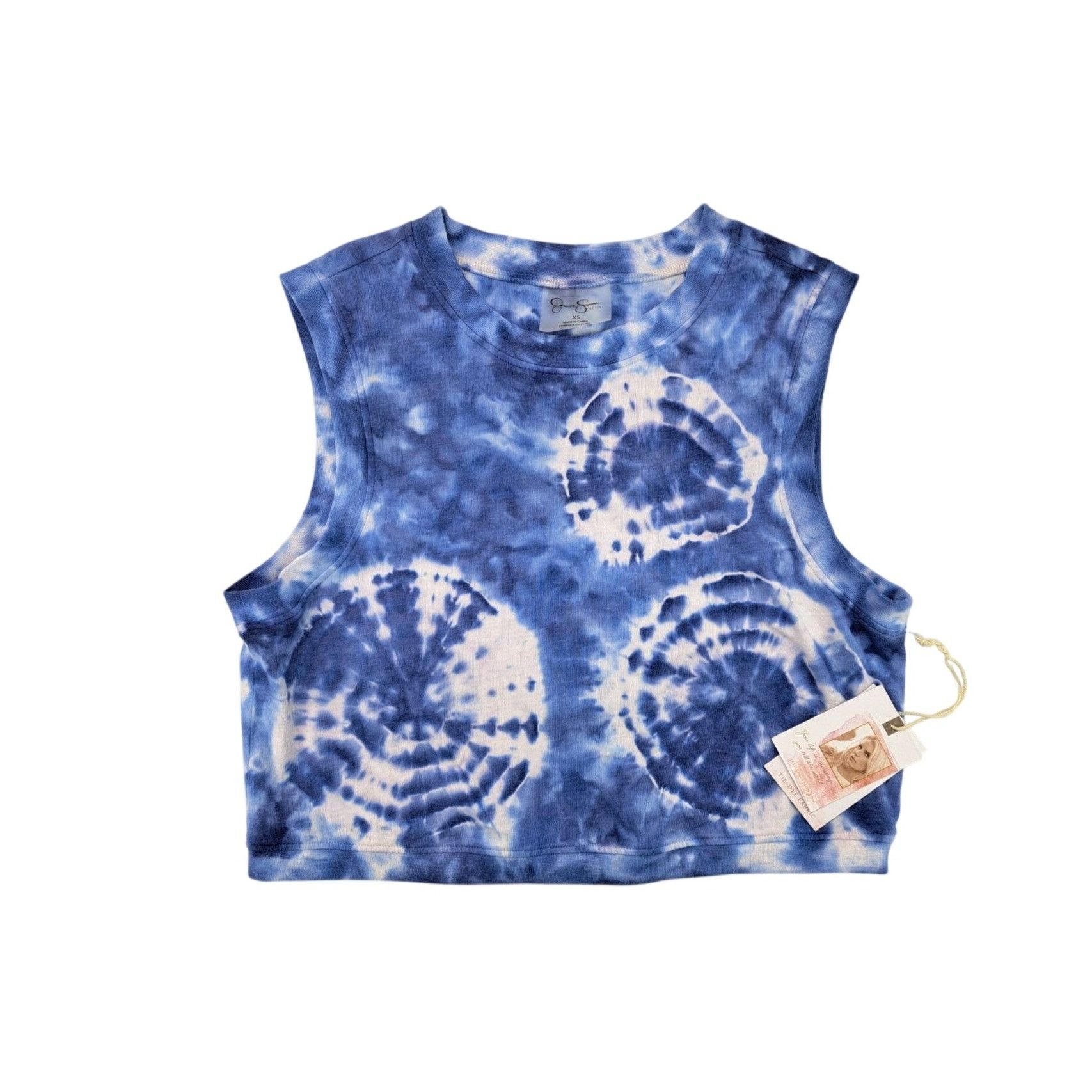 Jessica Simpson Jessica Simpson Active XS Blue Tie-Dye Cropped Tank Top Size XS / US 0-2 / IT 36-38 - 1 Thumbnail