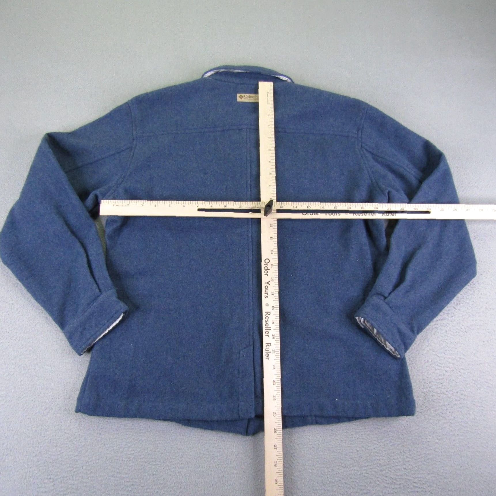 Vintage Columbia Shirt Womens Large Blue Wool Blend Shacket Overshirt Button Up Warm Top Size L / US 10 / IT 46 - 4 Thumbnail