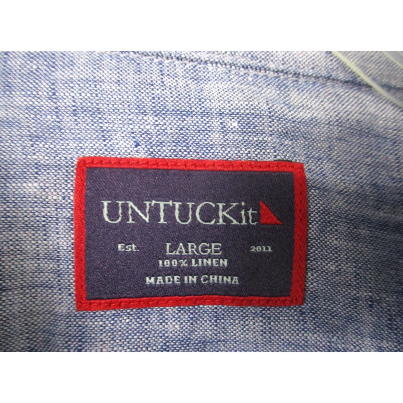 UNTUCKit UNTUCKit Shirt Mens Large Blue Linen Short Sleeve Button Up Casual Pocket 2010s Size US L / EU 52-54 / 3 - 2 Thumbnail