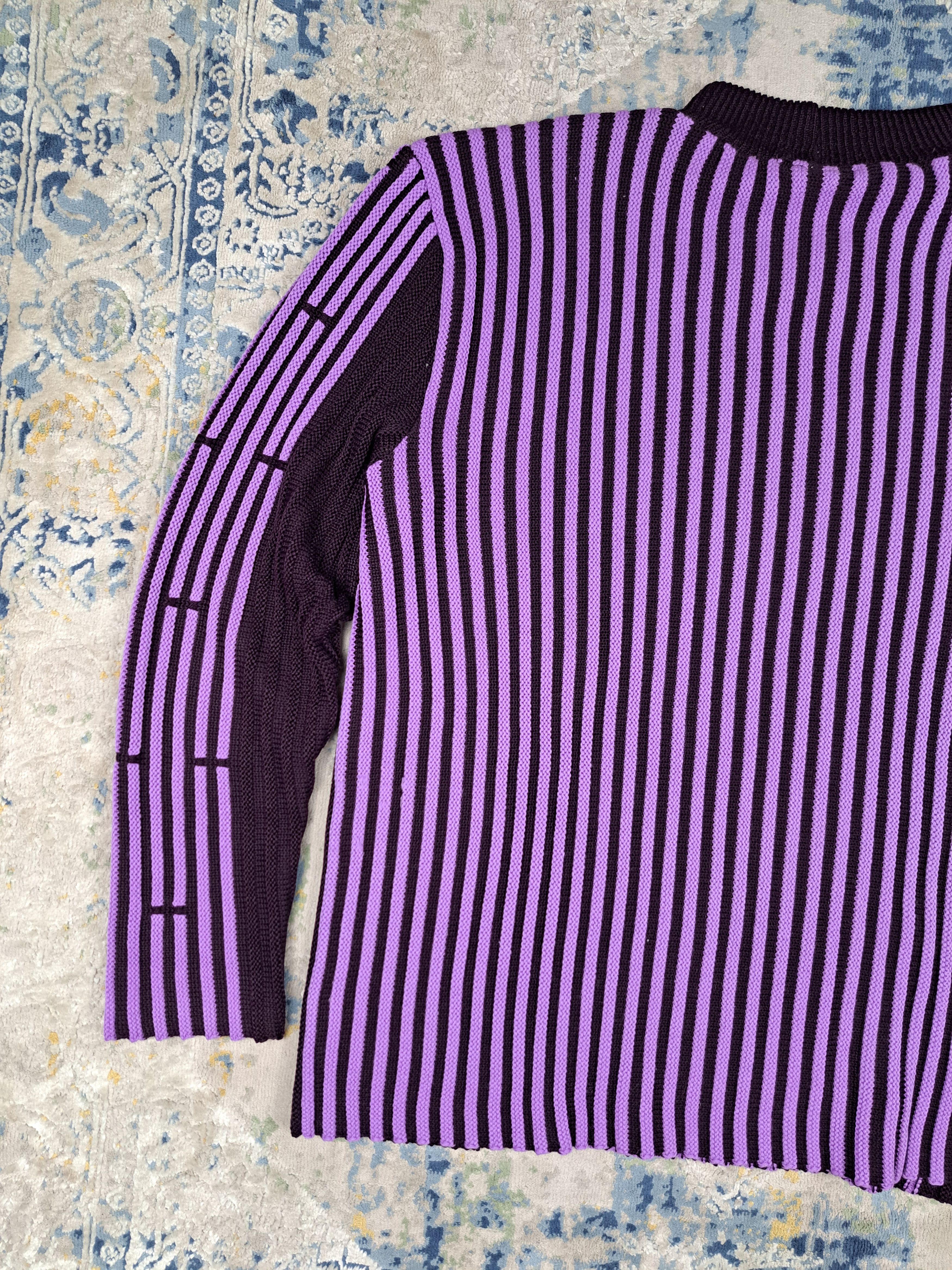 Japanese Brand Crazy Vintage y2k Purple Ribbed Knit Sweater Techno Size US L / EU 52-54 / 3 - 9 Thumbnail