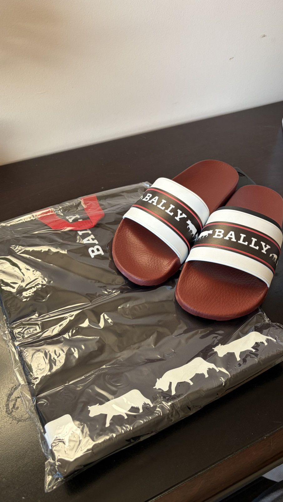 Bally Bally Anibally Rubber Slides – White/Black/Red – Size US 9 Size US 9 / EU 42 - 7 Thumbnail