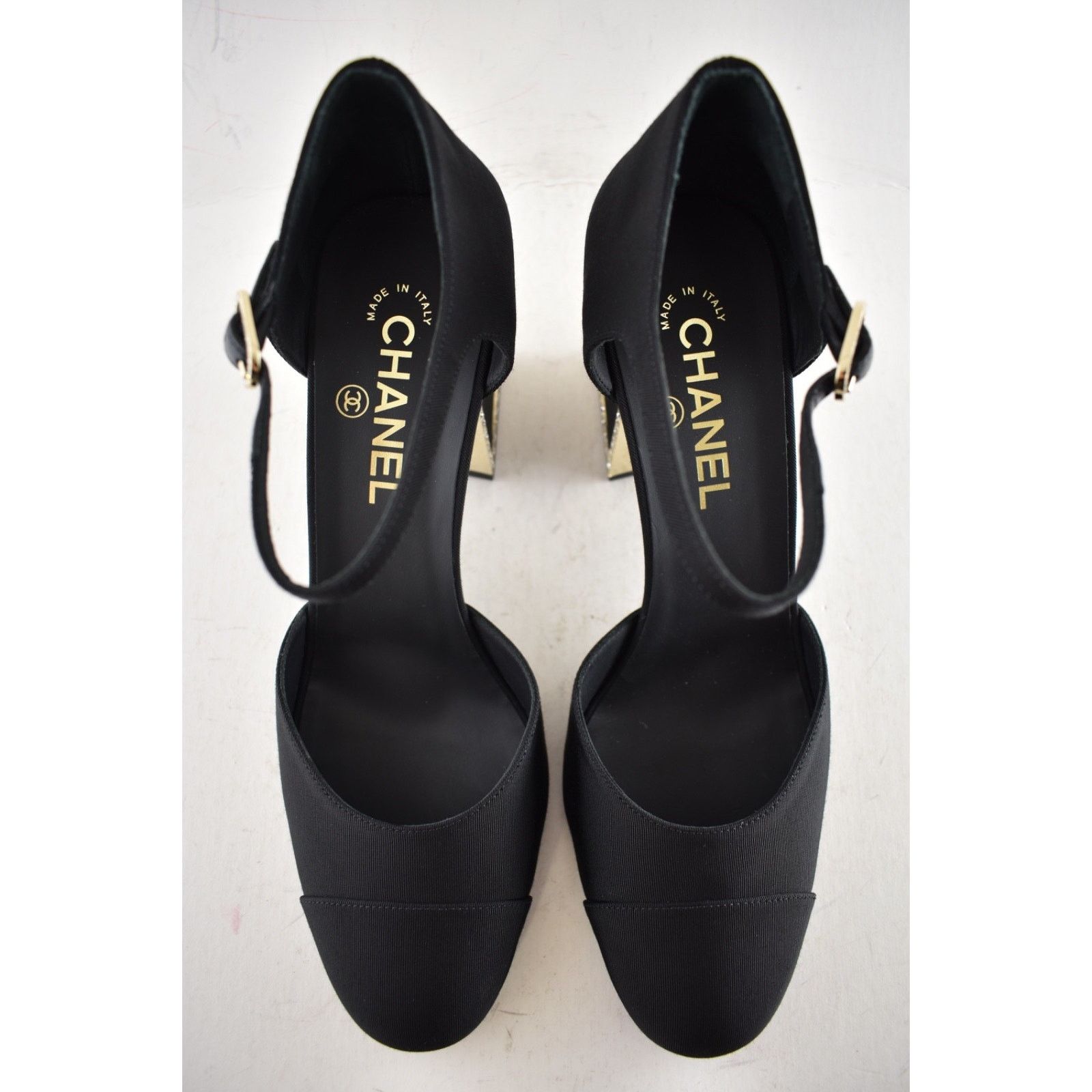 Chanel Chanel Black Crystal CC Gold Mary Jane Block Heel Pumps 40 Size US 10 / IT 40 - 13 Thumbnail