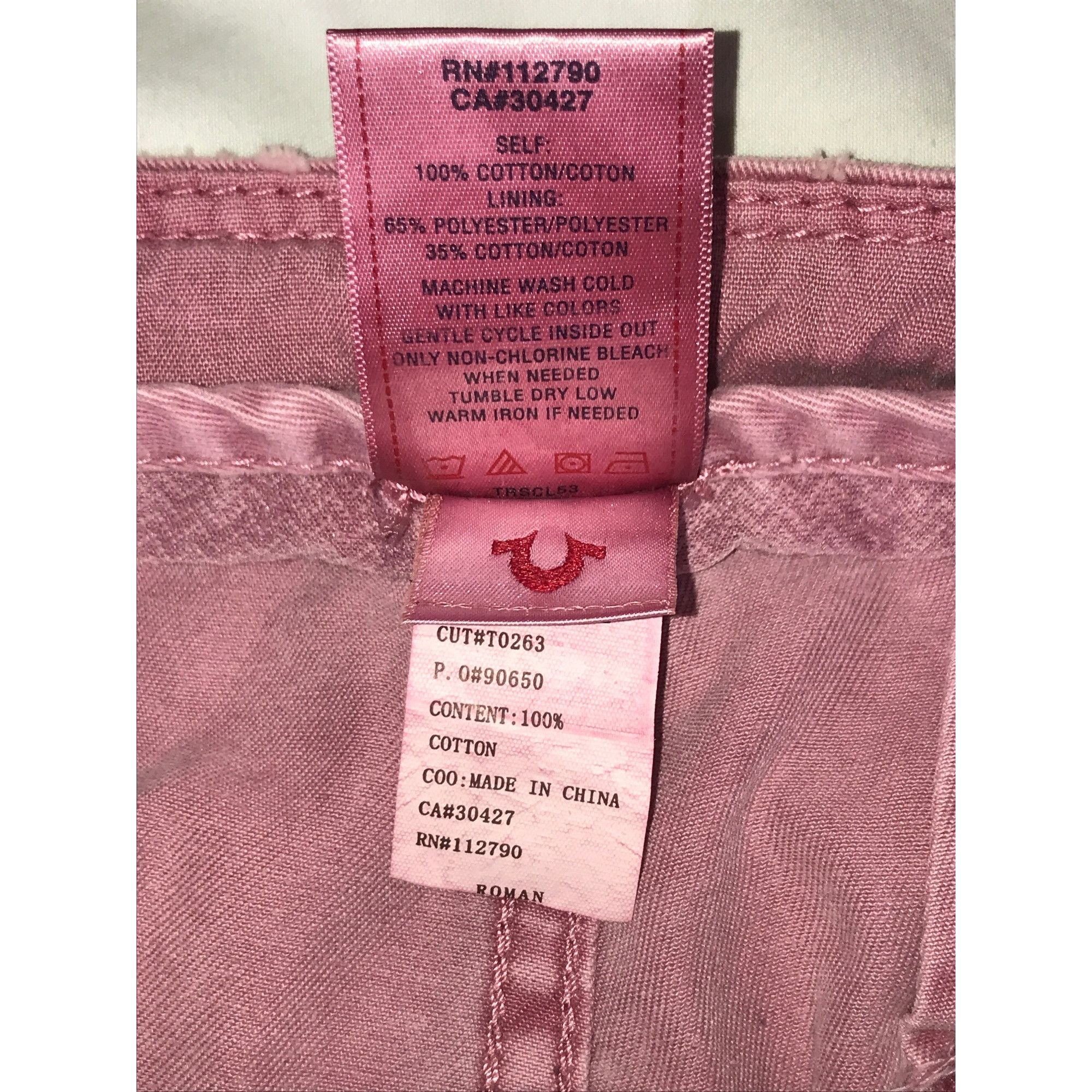 Designer True Religion Women's Pink/Blue Distressed Straight Leg Jean Size 32" / US 10 / IT 46 - 9 Thumbnail