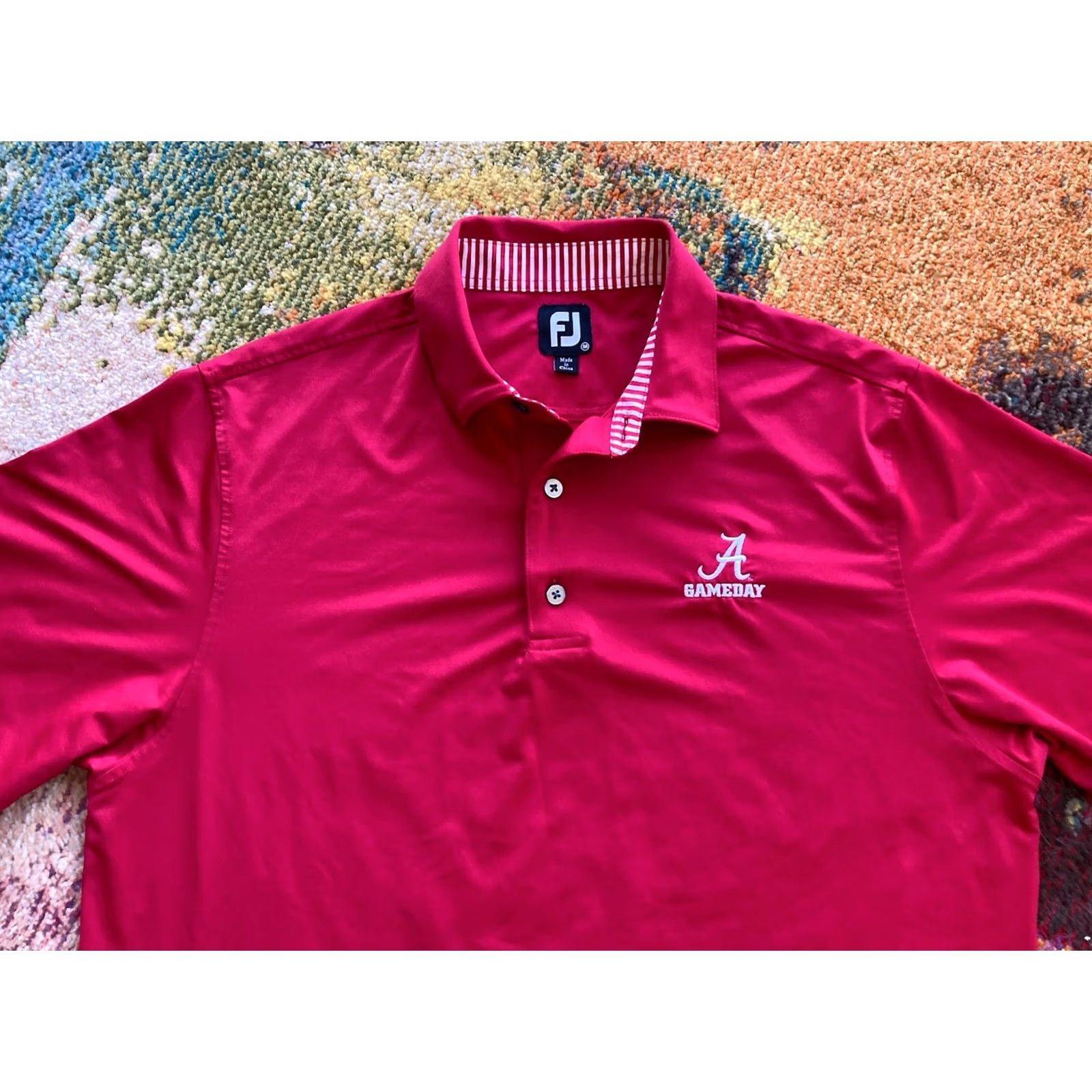 Footjoy FootJoy University of Alabama Crimson Tide Performance Polo Shirt Mens Medium Red Polyester Spandex Golf Breathable Logo Shirt Size US M / EU 48-50 / 2 - 4 Thumbnail
