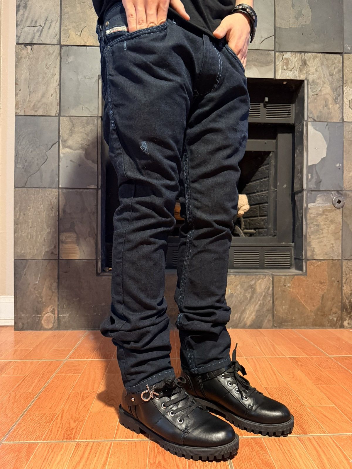 Diesel Black Gold Diesel wax hybid leather black gold skinny jeans hedi style Size US 29 - 4 Thumbnail