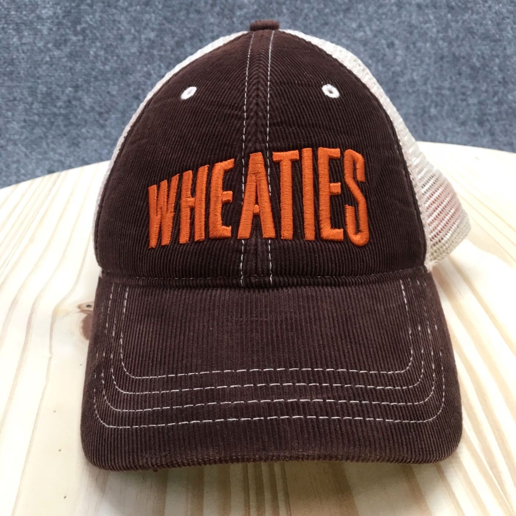 Logo 7 Wheaties Trucker Hat Mens Brown One Size Embroidered Logo Corduroy Curved Brim Size ONE SIZE - 2 Thumbnail