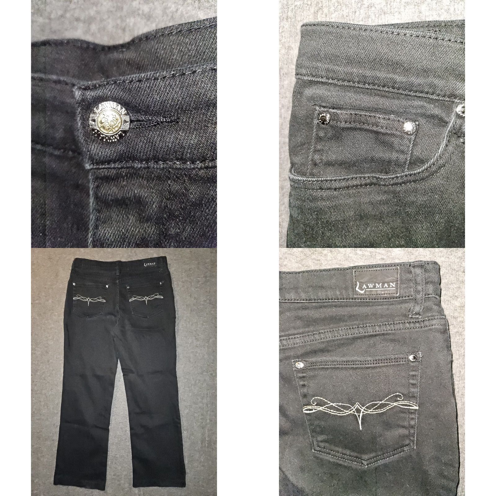 Vintage VINTAGE? No. (Ignore) Lawman Bootcut Jeans Women 9/10 Black Mid Rise Embroidered Cowgirl Western Daywear Cowboy Shows? Size 30" / US 8 / IT 44 - 8 Thumbnail