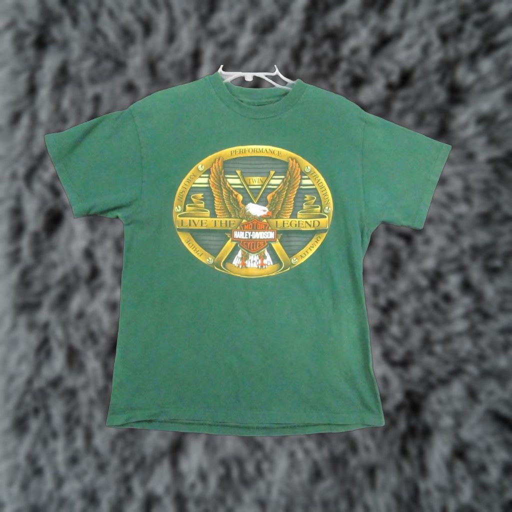 Harley Davidson VINTAGE Harley-Davidson Shirt Mens L Eagle Ann Arbor Michigan Biker 90s Green Size US L / EU 52-54 / 3 - 1 Thumbnail