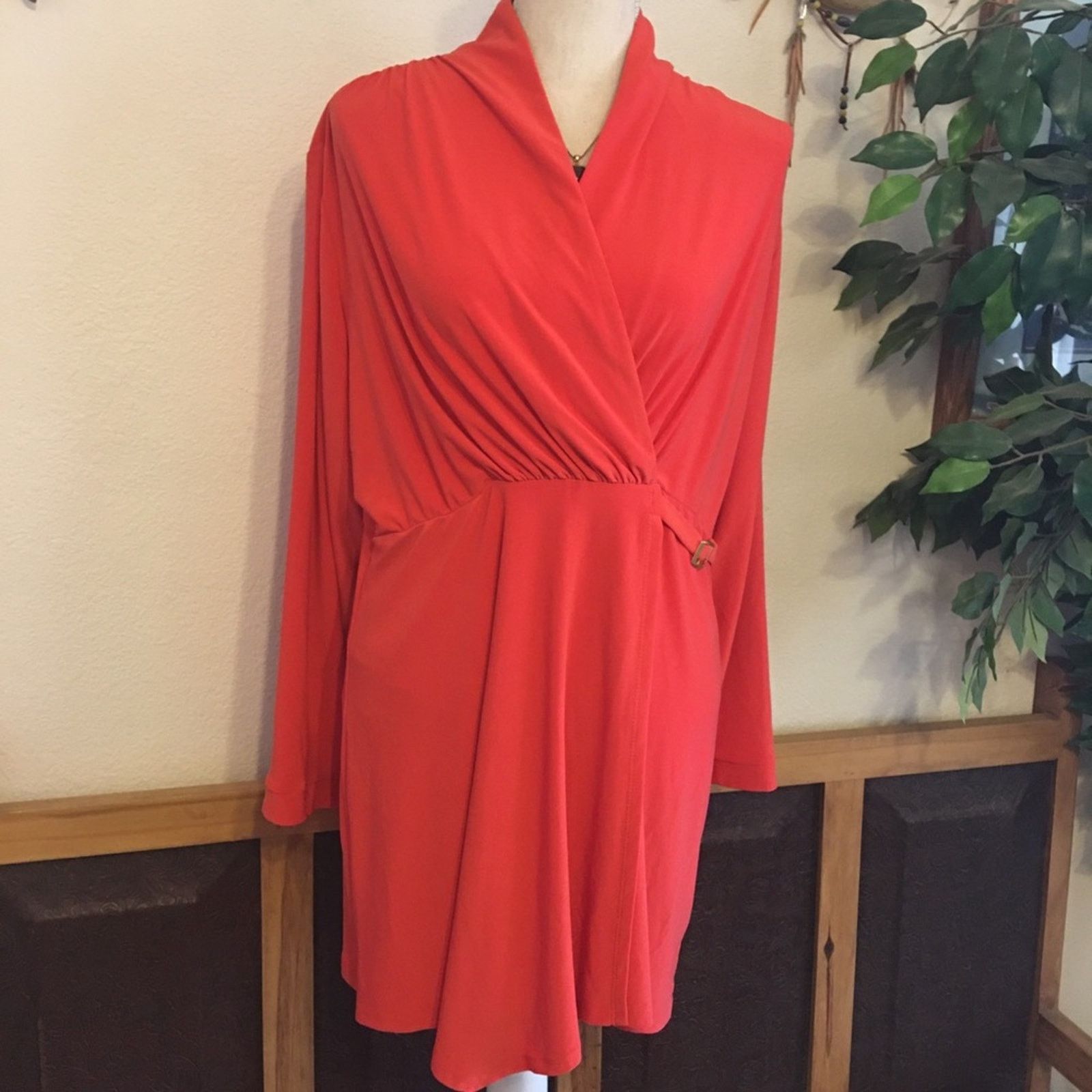 Designer CSC Studio coral wrap front Tunic Top dress NWT XL Size XL / US 12-14 / IT 48-50 - 6 Thumbnail