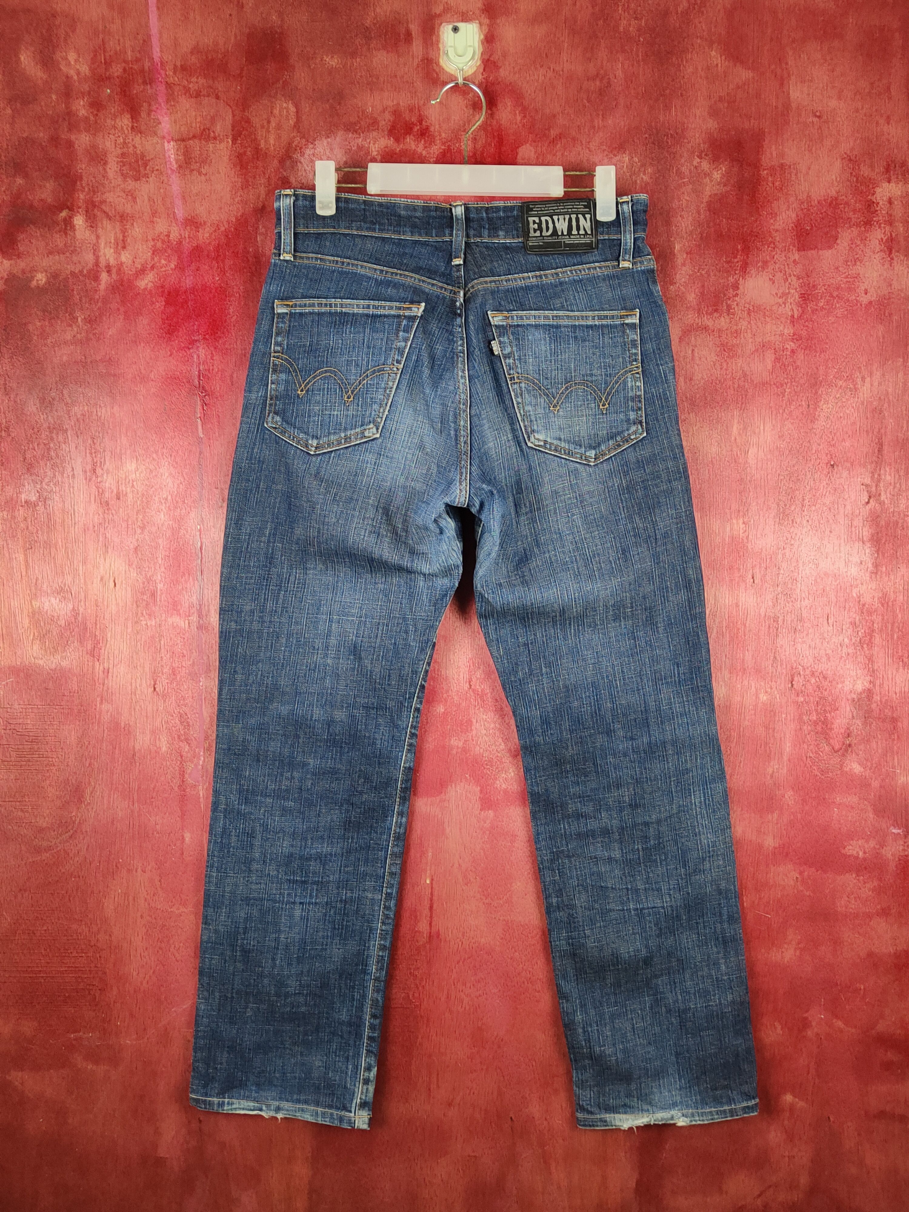 Edwin Edwin Dark Blue Distressed Ripped Jeans #S2201 Size US 30 / EU 46 - 7 Thumbnail