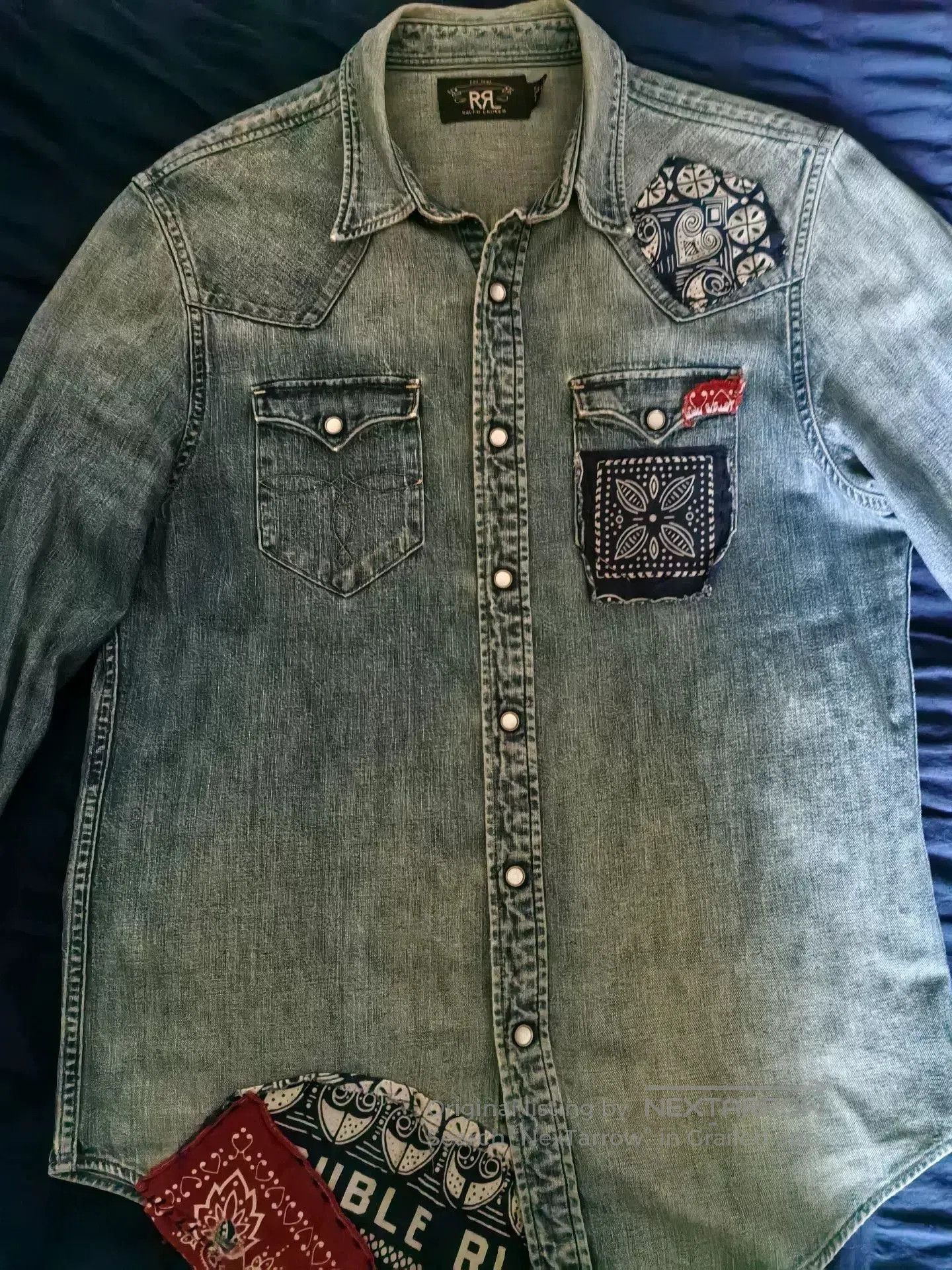 RRL Ralph Lauren RRL Vintage Patched Distressed Denim Shirt. Size US M / EU 48-50 / 2 - 1 Thumbnail