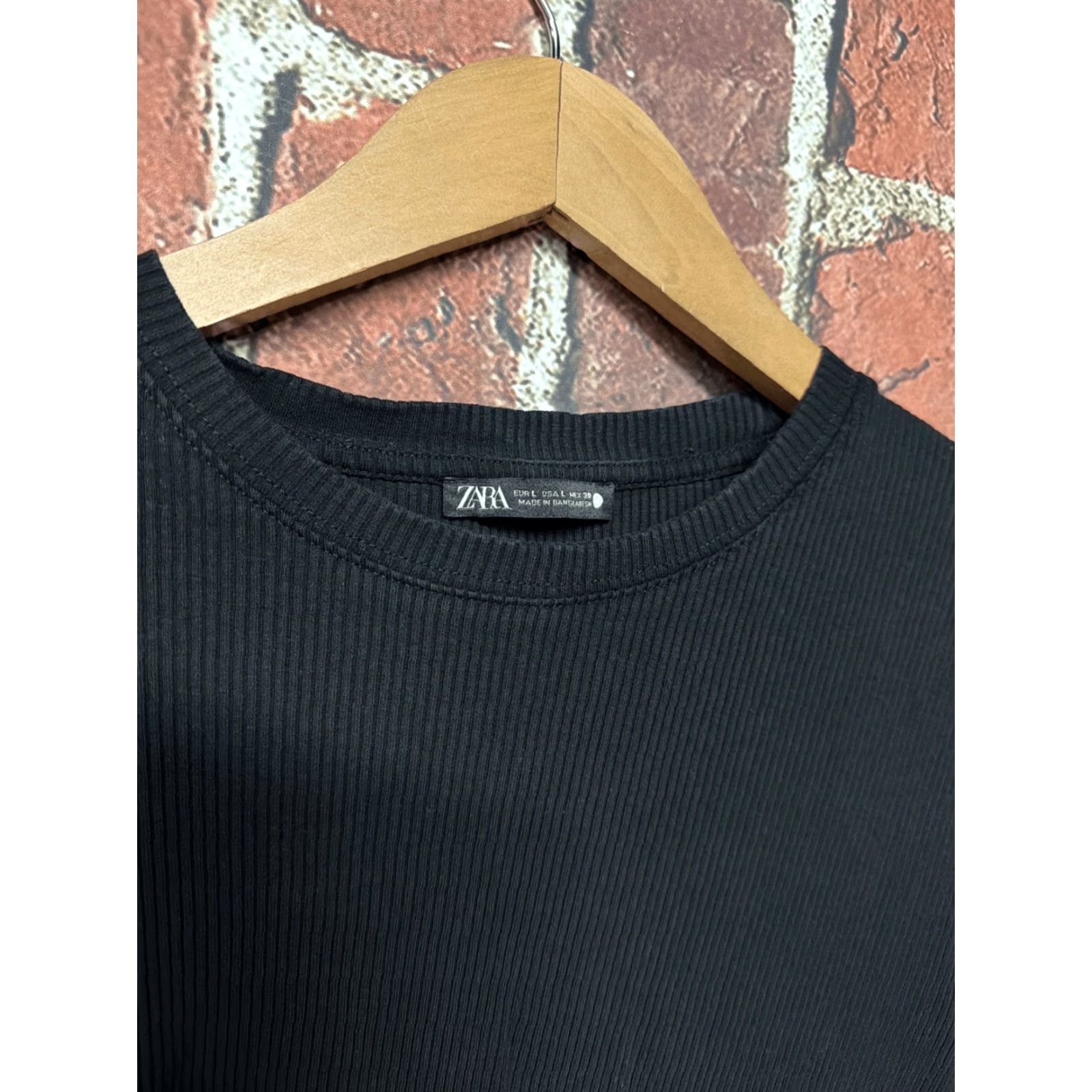 Zara Zara Women's Black Rib Knit Short Sleeve High Neck Mini Bodycon Sweater Dress S Size S / US 4 / IT 40 - 3 Thumbnail