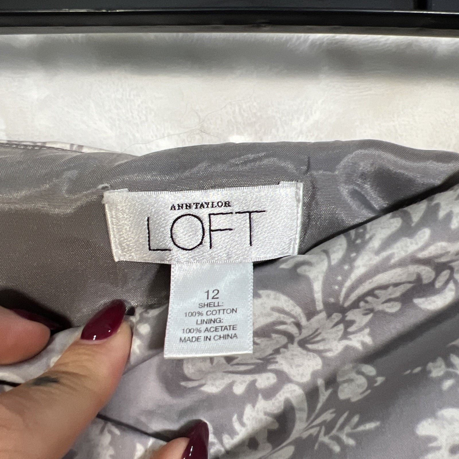 Loft Ann Taylor LOFT Strapless Summer Dress Gray White Floral Size XL / US 12-14 / IT 48-50 - 2 Thumbnail