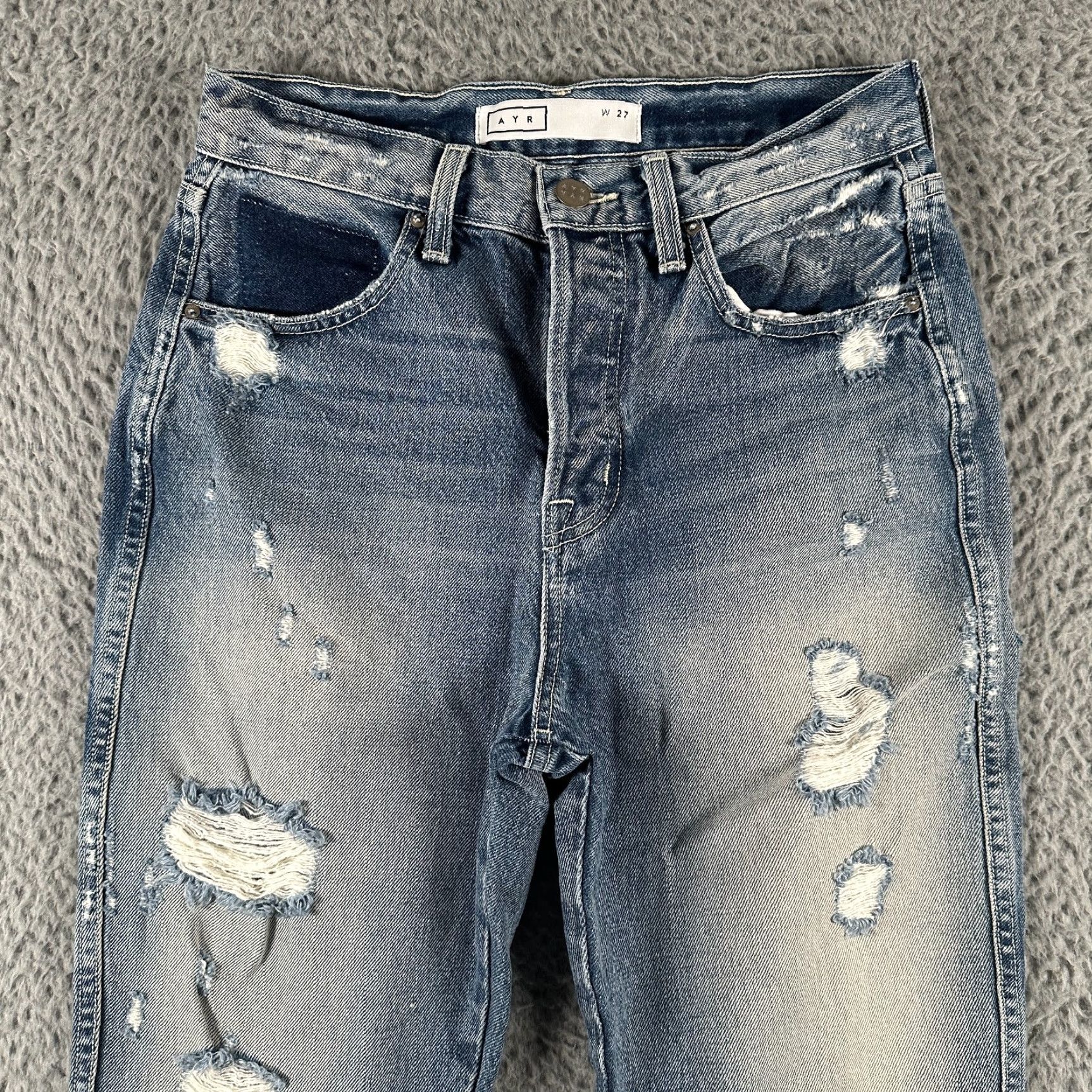 AYR Ayr Jeans High Rise Distressed Straight Womens 27 Blue Medium Wash Boho Vintage Size 27" / US 4 / IT 40 - 2 Thumbnail