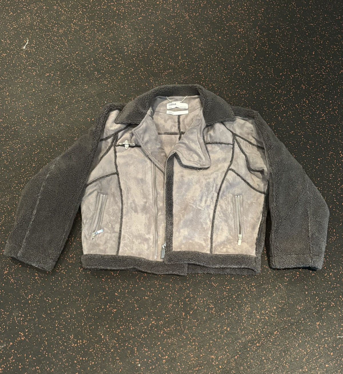 C2H4 Panelled Streamline Shearling Jacket