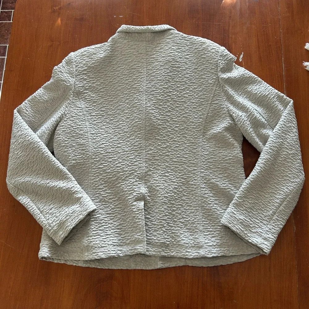 Eileen Fisher Eileen Fisher Cream Textured Three-Button Blazer Size L / US 10 / IT 46 - 4 Thumbnail
