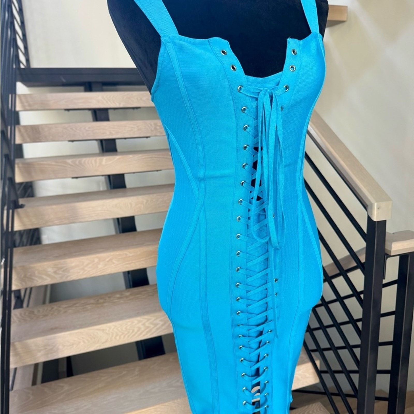 Other New Y2K Chic Blue Lace-Up Mini Dress size XS Size S / US 4 / IT 40 - 4 Thumbnail