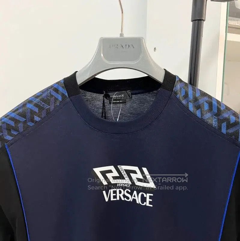 Versace Versace Men's Summer Dark Blue Cotton Blend T-shirt . Size US M / EU 48-50 / 2 - 3 Thumbnail