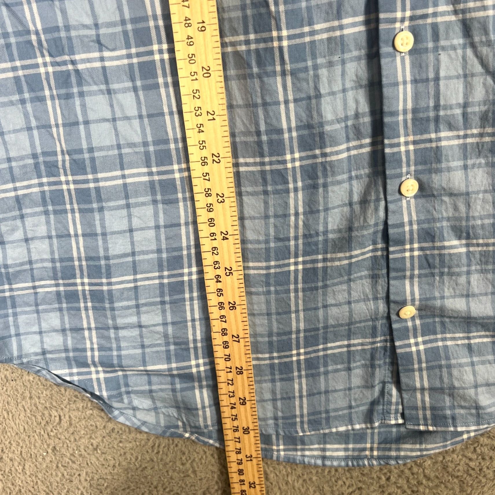 Peter Millar Peter Millar Button-Up Shirt XL Blue Plaid Long Sleeve 100% Cotton Mens Regular Fit Size US XL / EU 56 / 4 - 3 Thumbnail