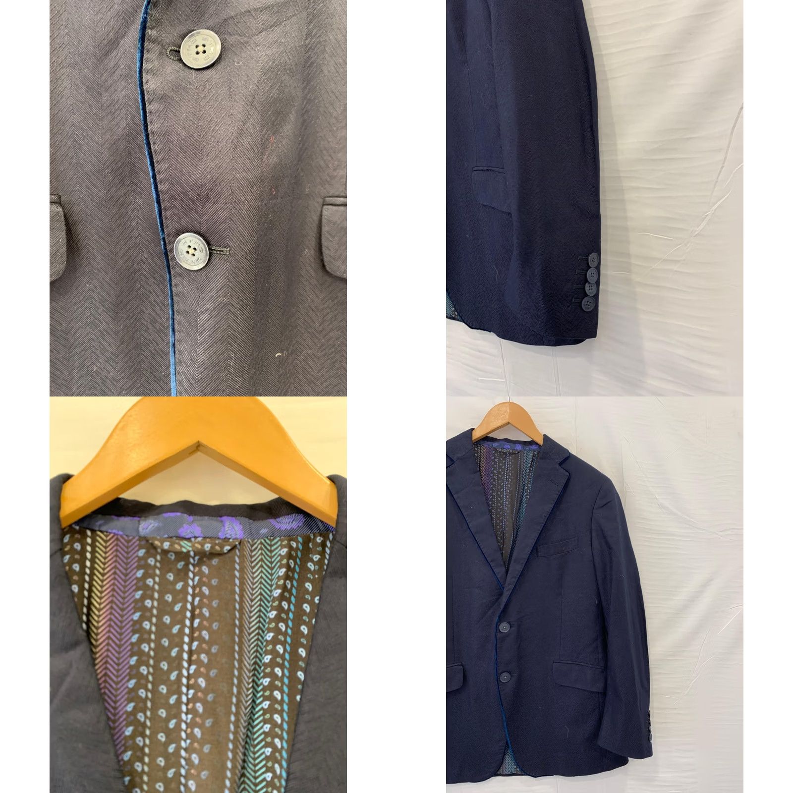 Etro ETRO Blazer Mens S 50 IT Paisley Silk Lining Cotton 2 Piece Milano Tailored Blazer Blue N/A Size 36R - 8 Thumbnail
