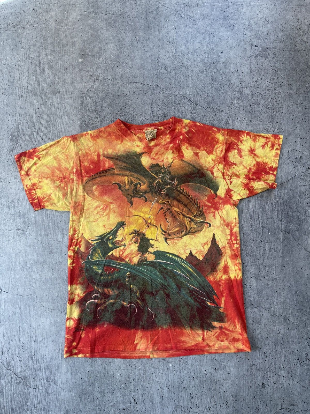 The Mountain × Vintage Crazy Vintage 2001 The Mountain Dragon Flames Battle Tee Size US M / EU 48-50 / 2 - 1 Thumbnail
