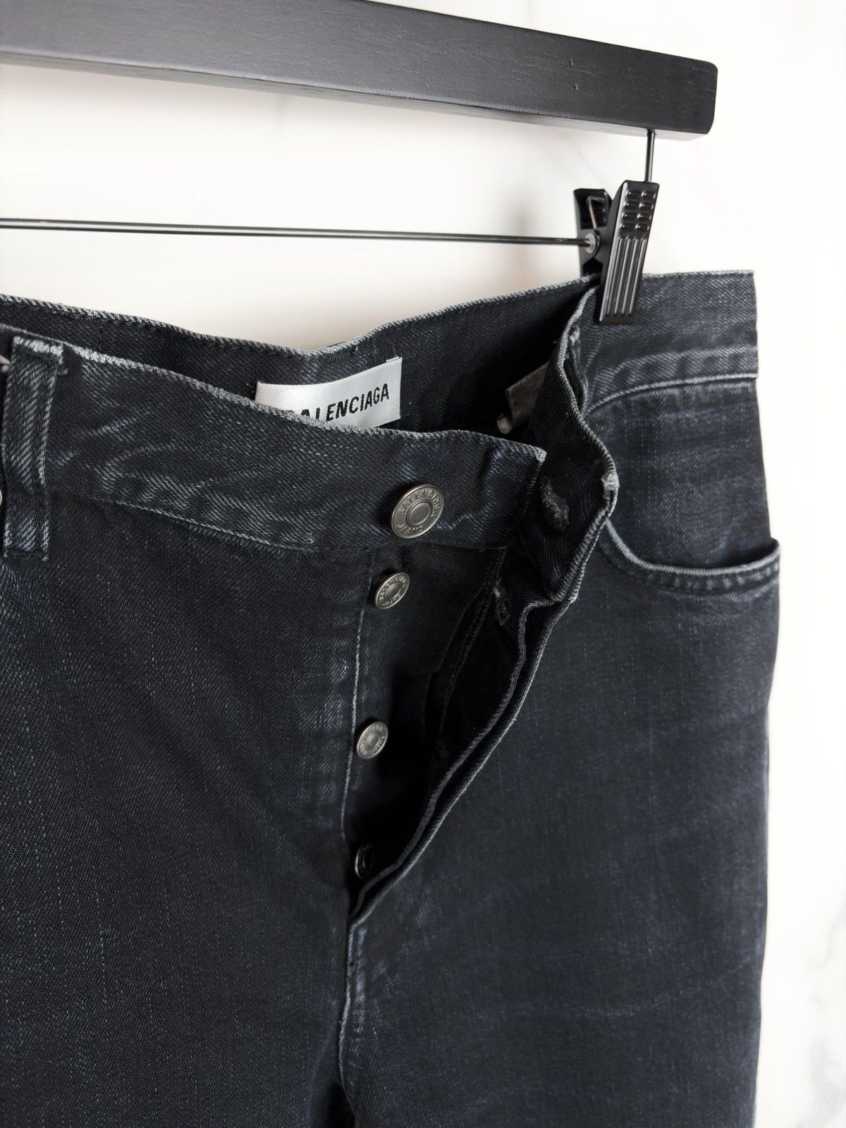 Balenciaga AW19 Balenciaga Sample Black Dyed Bootcut Flared Denim Jeans Size US 29 - 6 Thumbnail