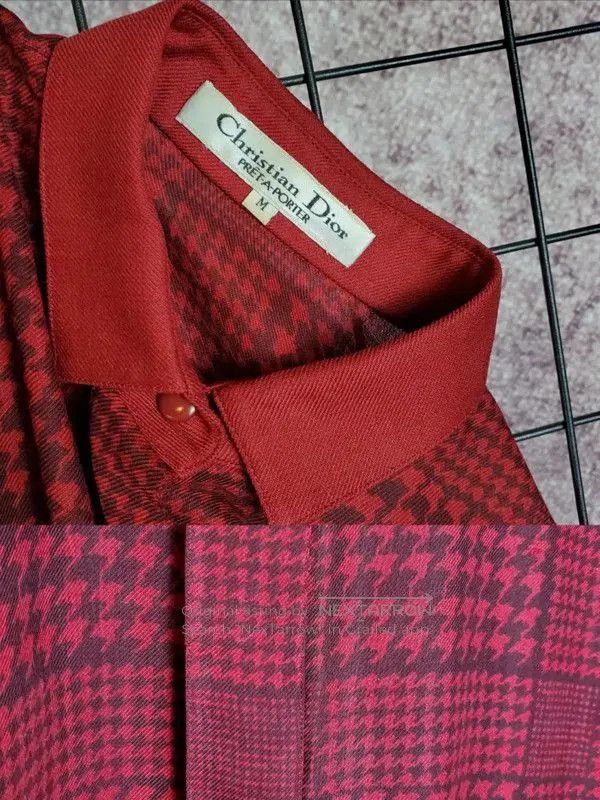 Dior Dior Red Houndstooth Wool Blend Short Sleeve Shirt . Size US M / EU 48-50 / 2 - 9 Thumbnail