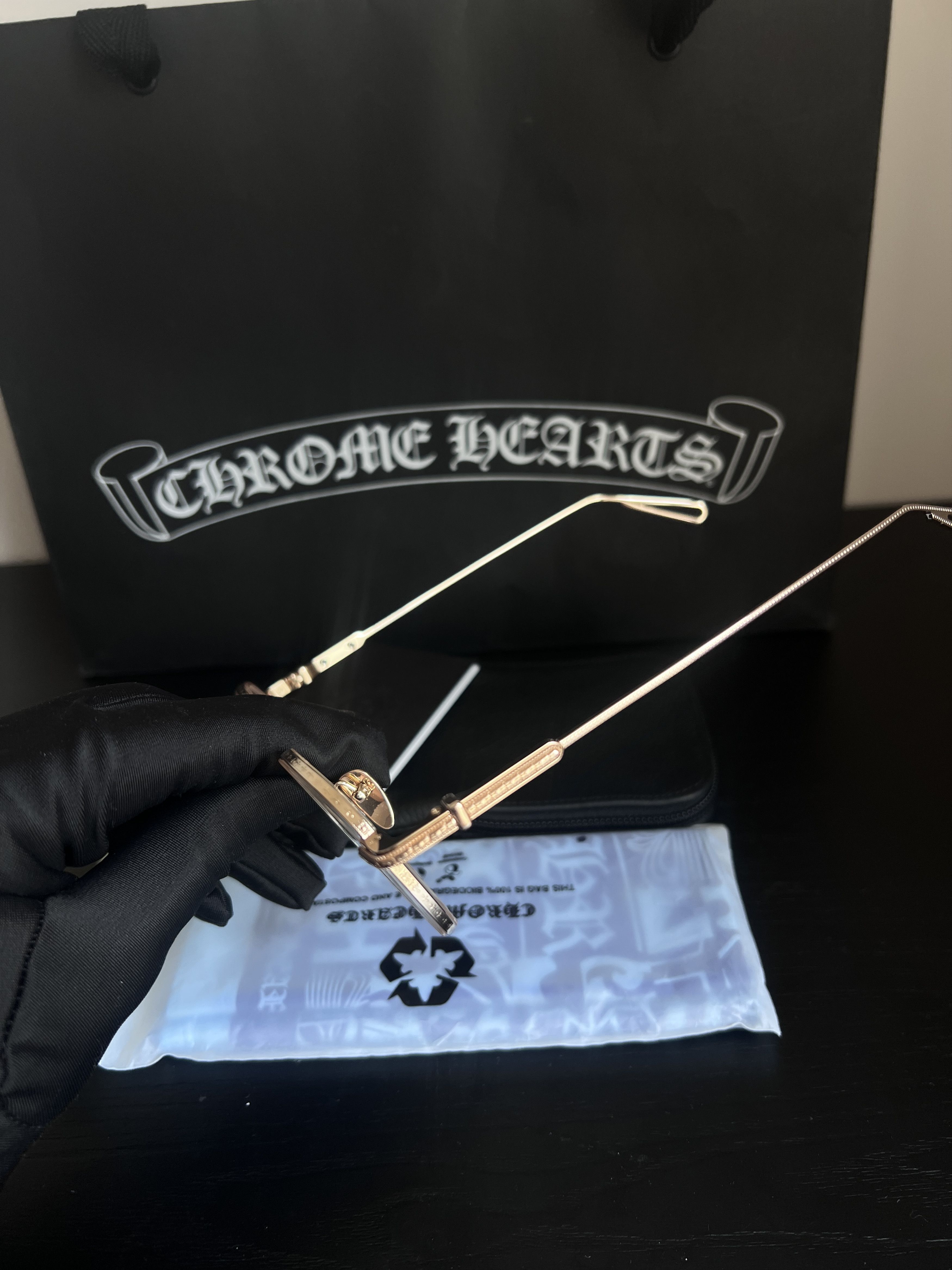 Chrome Hearts CHROME HEARTS SEXCEL CRYSTAL/GOLD PLATED GLASSES Size ONE SIZE - 6 Thumbnail