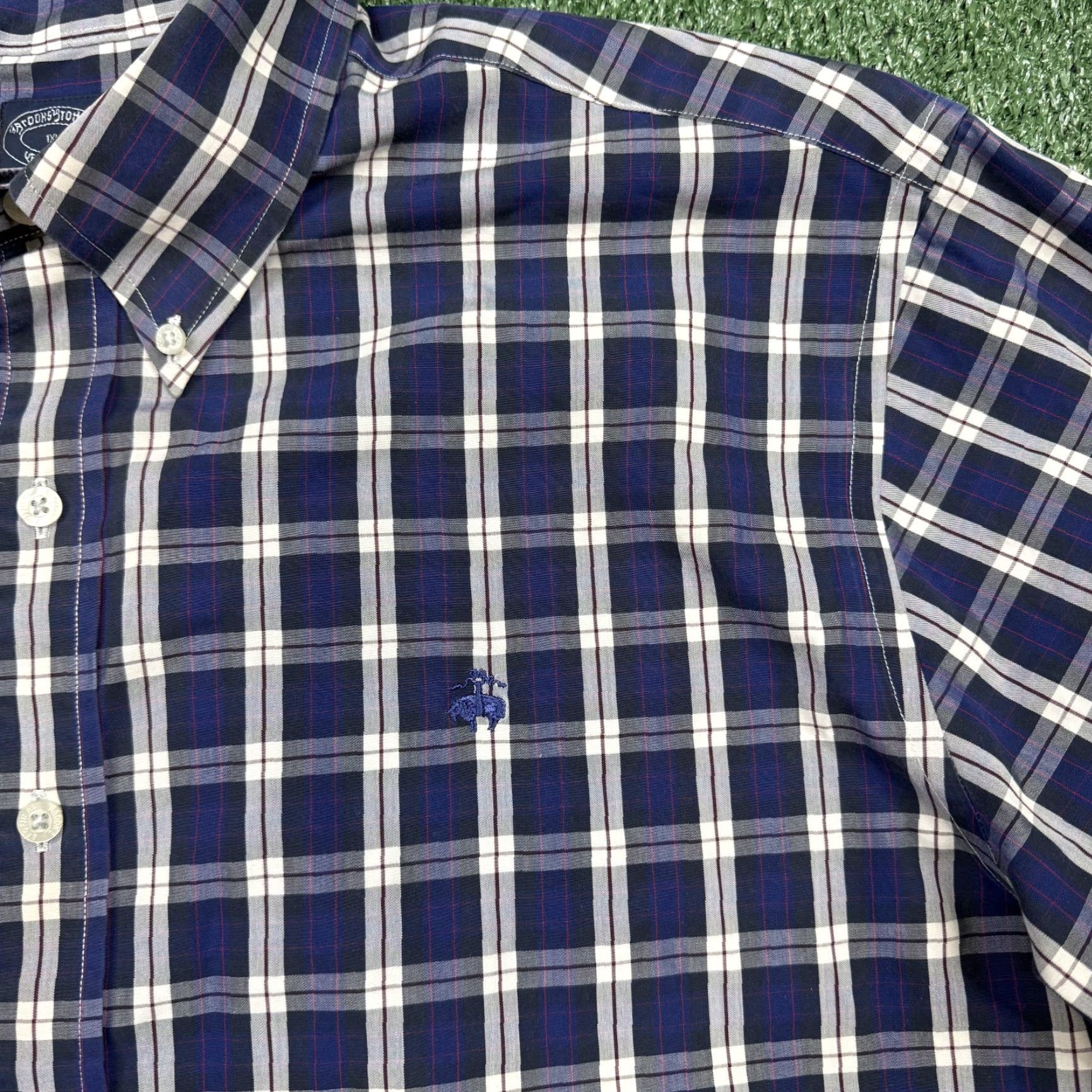 Brooks Brothers BROOKS BROTHERS Button-Up Shirt Men 1XL Blue Plaid Long Sleeve Casual Business Read Size US XL / EU 56 / 4 - 6 Thumbnail