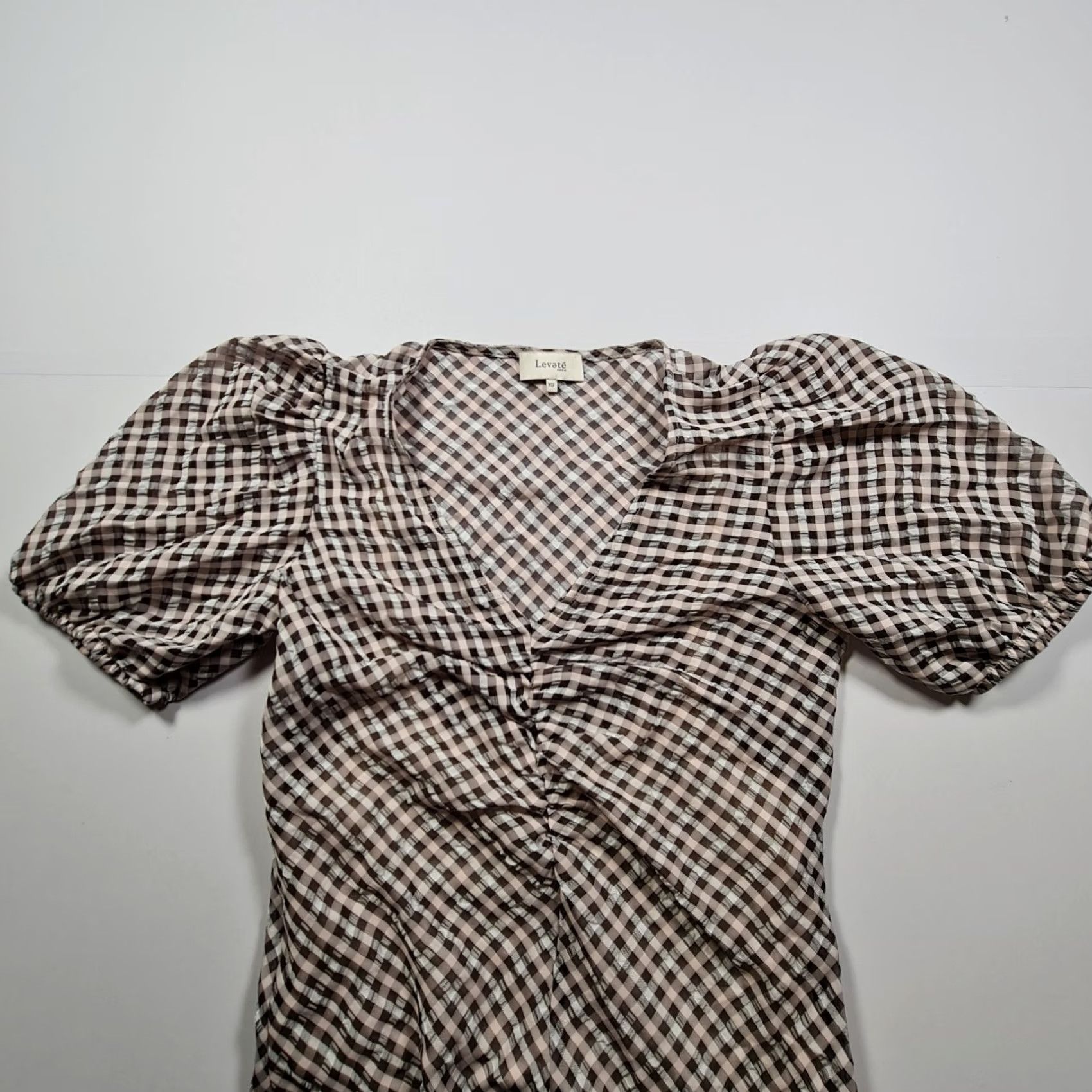 Pinko Levete Room Womens Dress Pink Black XS A-Line Midi Short Sleeve V-Neck Check Pattern, Party/Cocktail, Wedding, Casual, Occasion Wear Size 26" / US 2 / IT 38 - 2 Thumbnail
