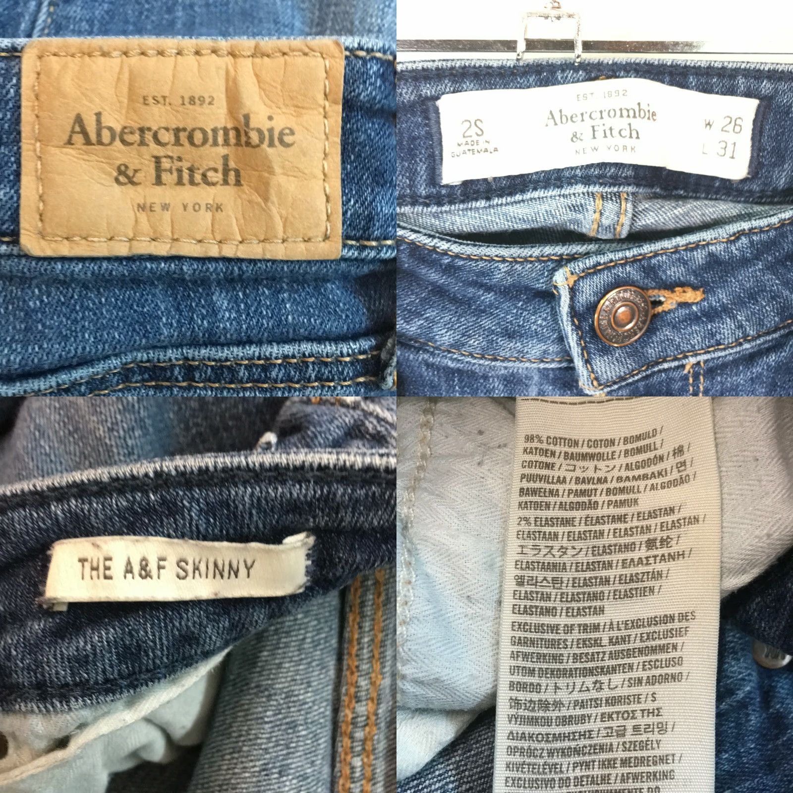 Abercrombie & Fitch Abercrombie & Fitch Jeans Skinny Women Blue 2S Regular 29in Inseam Distressed 5-Pocket Denim Jeans Mens Womens? Size 26" / US 2 / IT 38 - 8 Thumbnail