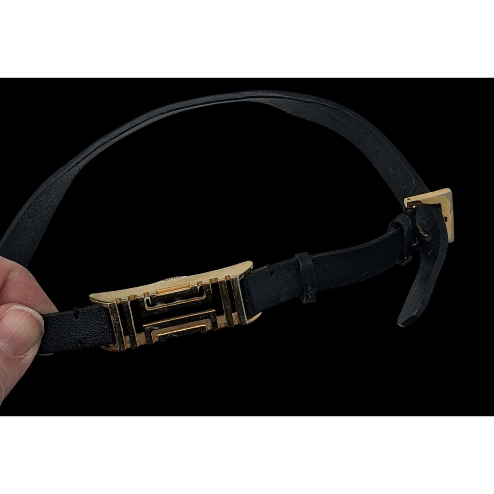 Tory Burch Tory Burch Gold Tone & Black Leather Fitbit Holder Wrap Brac Size ONE SIZE - 6 Thumbnail