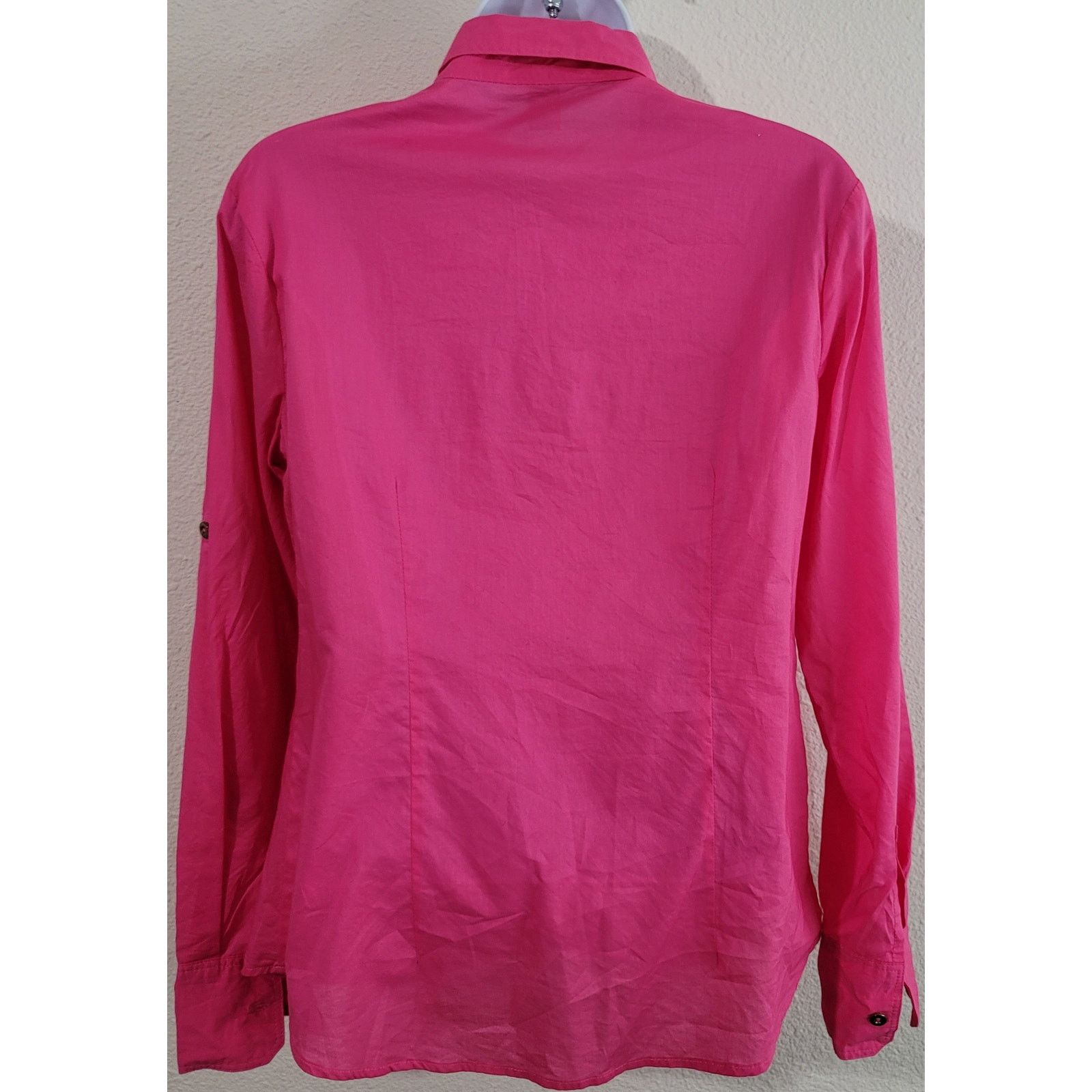 Banana Republic Banana Republic Hot Pink Button Up Top Small Roll Tab Sleeve Size S / US 4 / IT 40 - 3 Thumbnail
