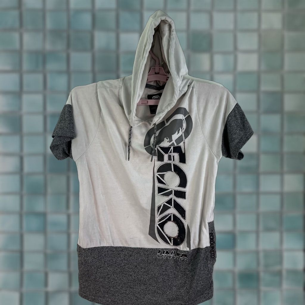 Ecko Unltd. ECKO Unltd. Hooded Short Sleeve Pullover Hoodie Mens Size S Gray Y2K VTG Size US S / EU 44-46 / 1 - 1 Thumbnail