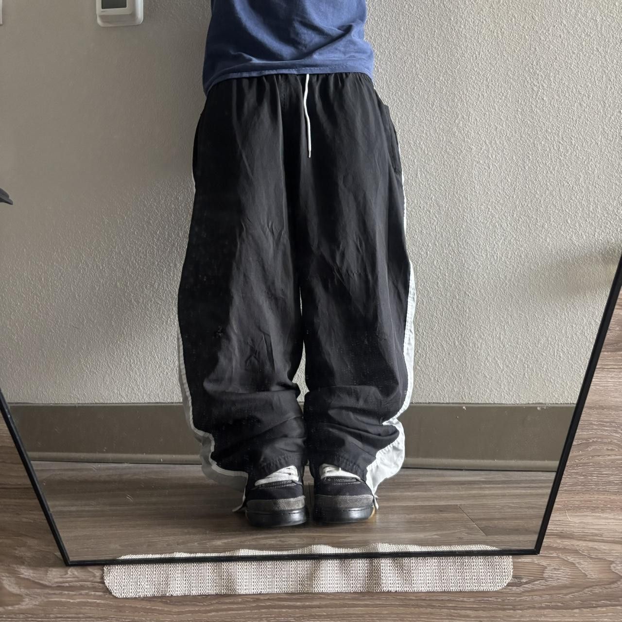 Starter Crazy Vintage Y2K/2000s Baggy Black Grey Striped Starter Streetwear Track Pants! Size L Size US 34 / EU 50 - 2 Thumbnail
