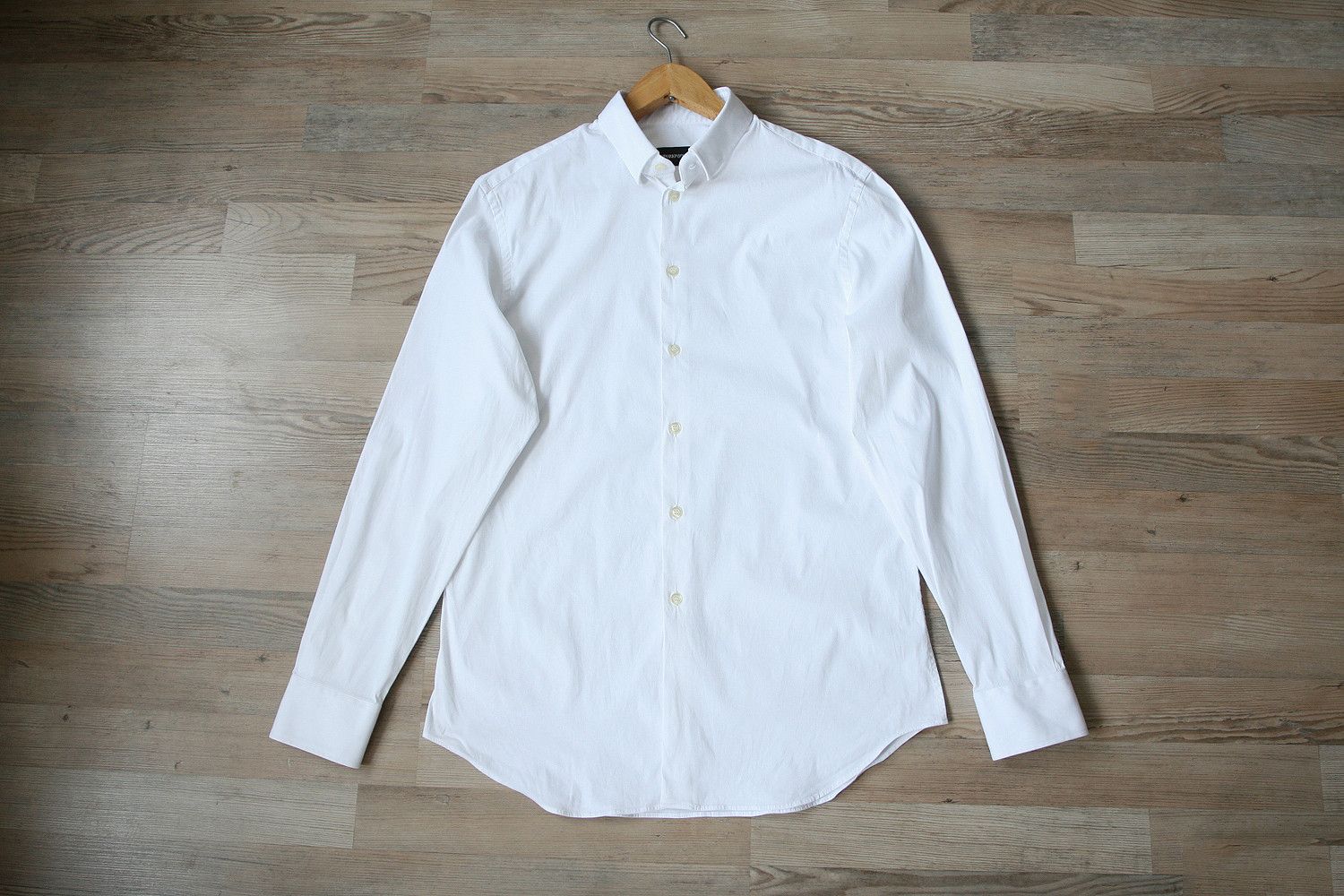 Armani Emporio Armani Italy White Stretch Cotton Shirt Size US M / EU 48-50 / 2 - 1 Thumbnail