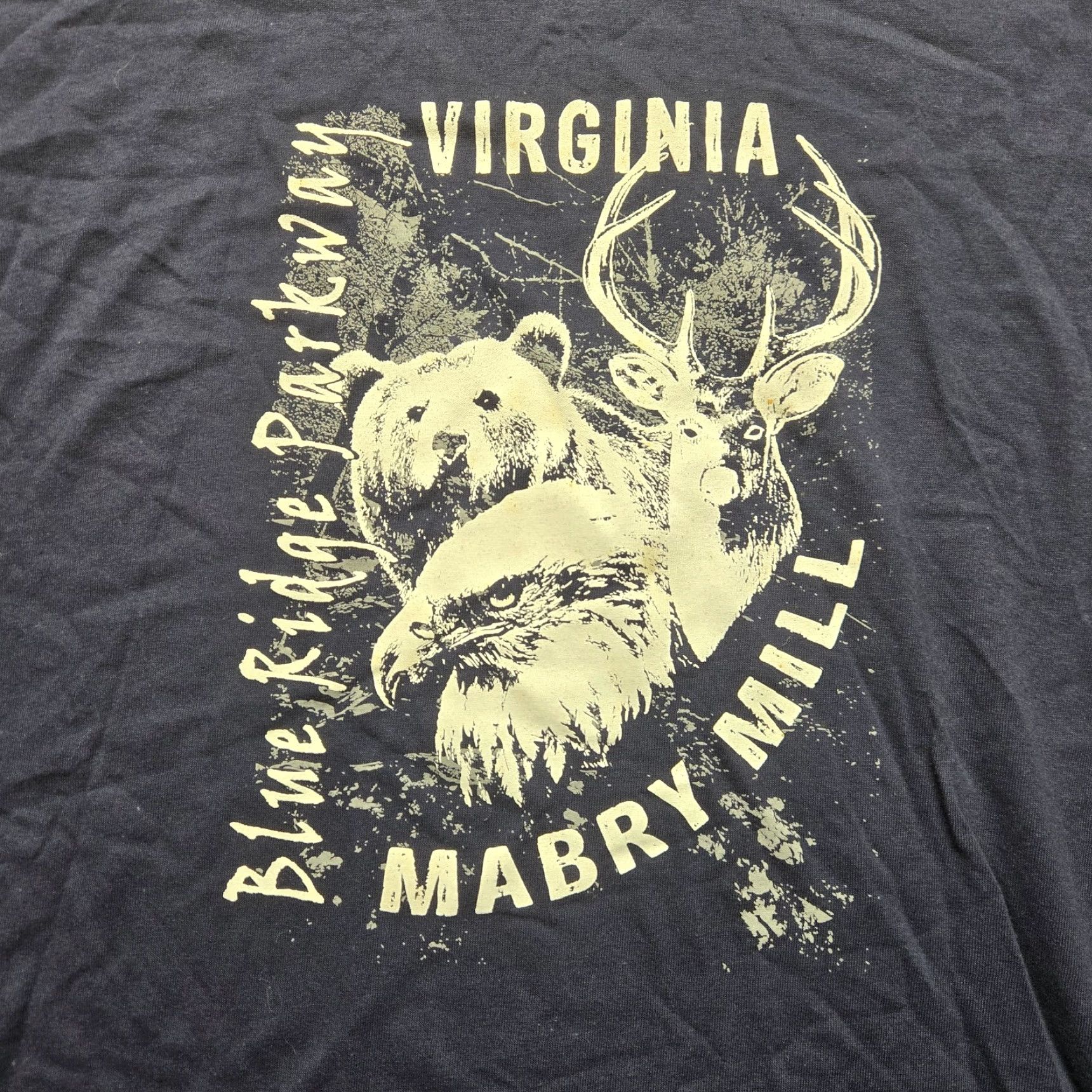 MILLY Mabry Mill Blue Ridge Parkway Virginia VA Tee T-Shirt Short Sleeve Men's 2XL Blue Cotton Graphic Tee Shirt 2XL Mens Virginia 90s? Size US XXL / EU 58 / 5 - 2 Thumbnail