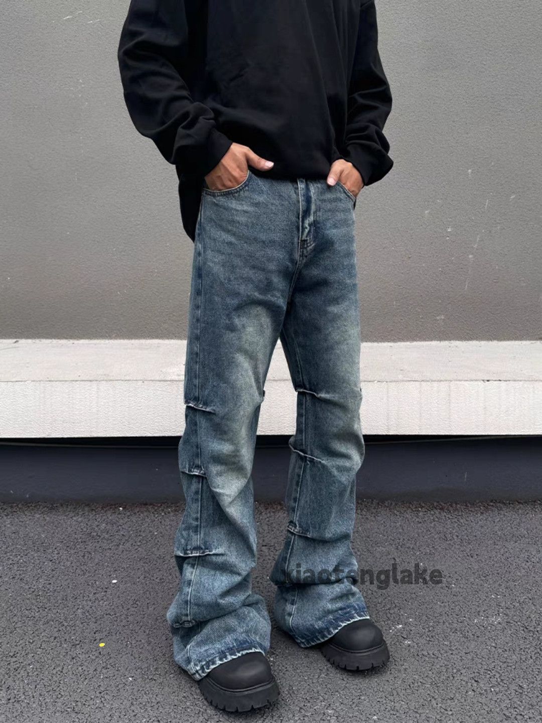 Jean × Vintage washed faded cleanfit skate hiphop punk flared jeans Size US 34 / EU 50 - 2 Thumbnail