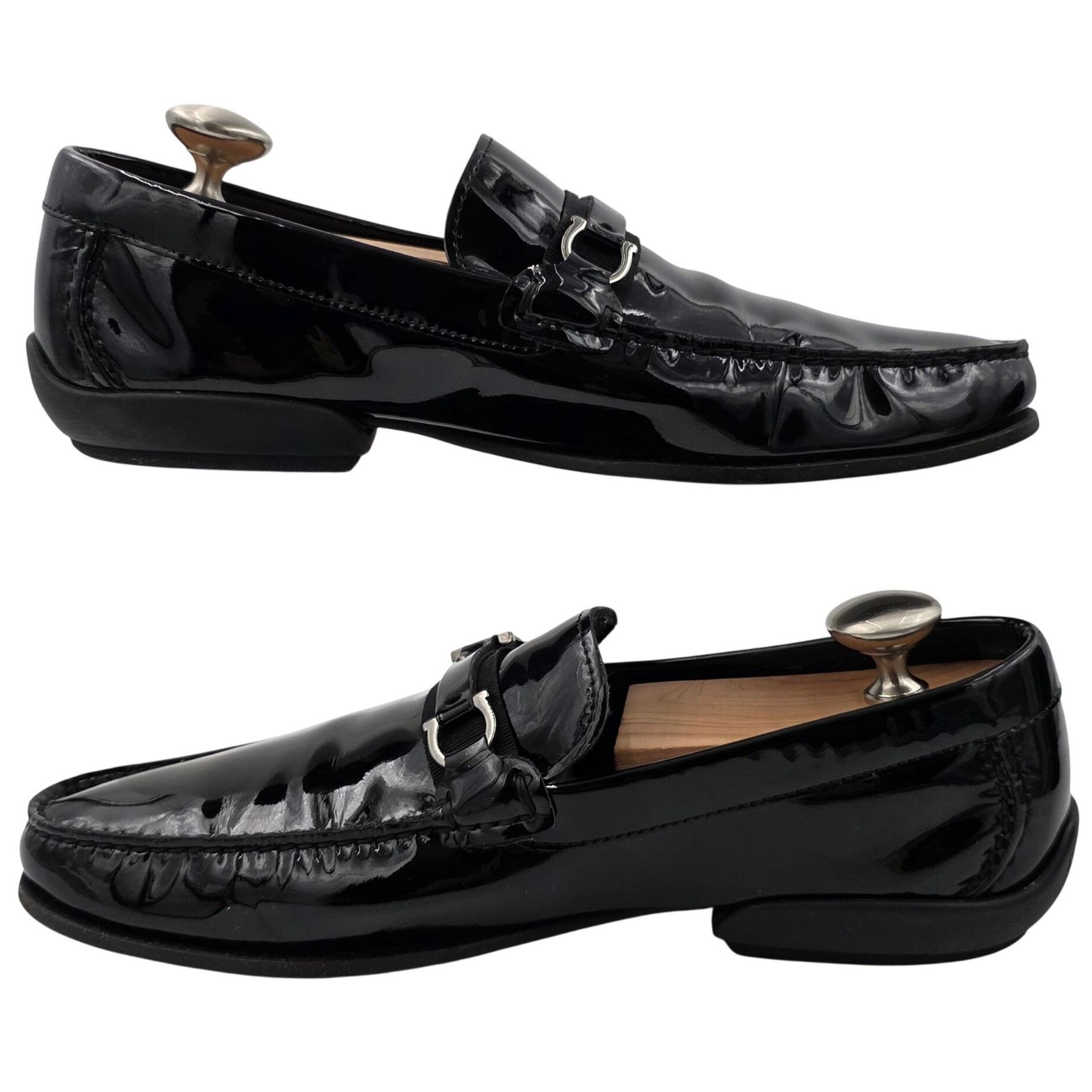 Salvatore Ferragamo Salvatore Ferragamo Mens 8D Black Patent Leather Gancini Bit Size US 8 / EU 41 - 8 Thumbnail