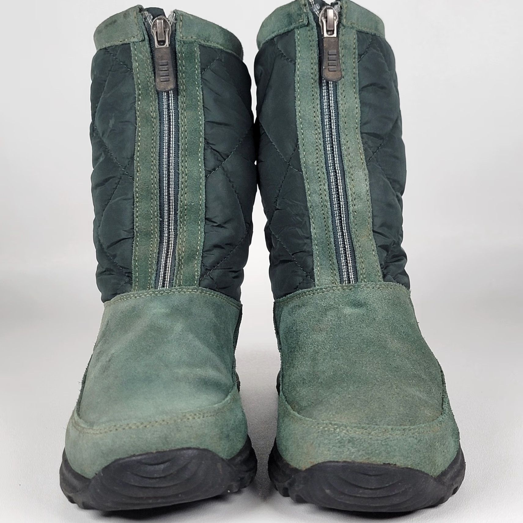 Vintage VINTAGE Lands Ends Women's 8B Snow Boots 176848 Green Suede Quilted Insulated - Casual Winter Boot Women size 8B Size US 8 / IT 38 - 2 Thumbnail