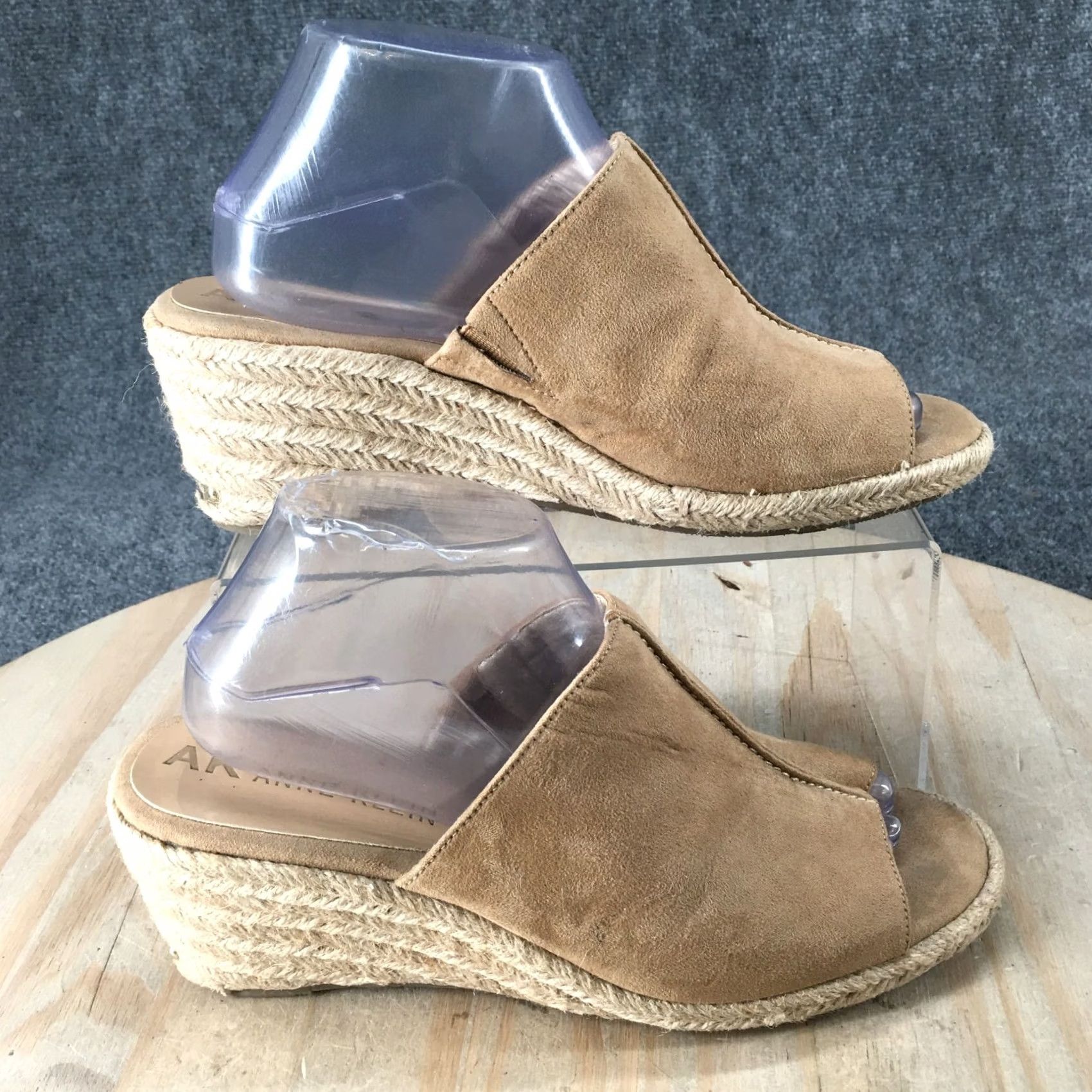 Anne Klein Anne Klein Sandals Womens 8.5 M Akidette Wedge Espadrille Slide Beige Fabric Size US 9 / IT 39 - 2 Thumbnail