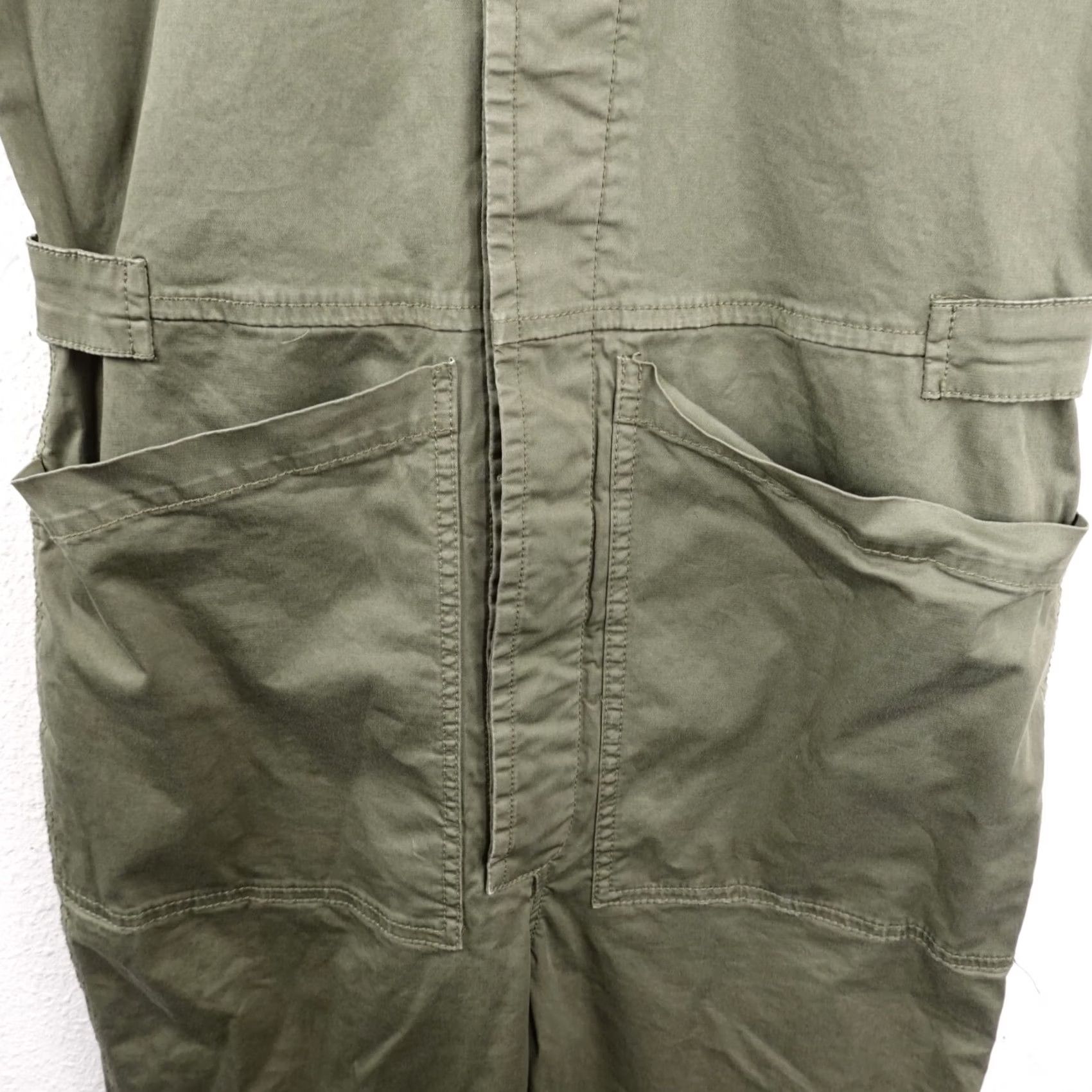 Alex Mill VINTAGE Alex Mill Jumpsuit Short Sleeve Womens XS Green Cotton Spandex Canvas Belted Pockets Cropped - Size 26" / US 2 / IT 38 - 5 Thumbnail