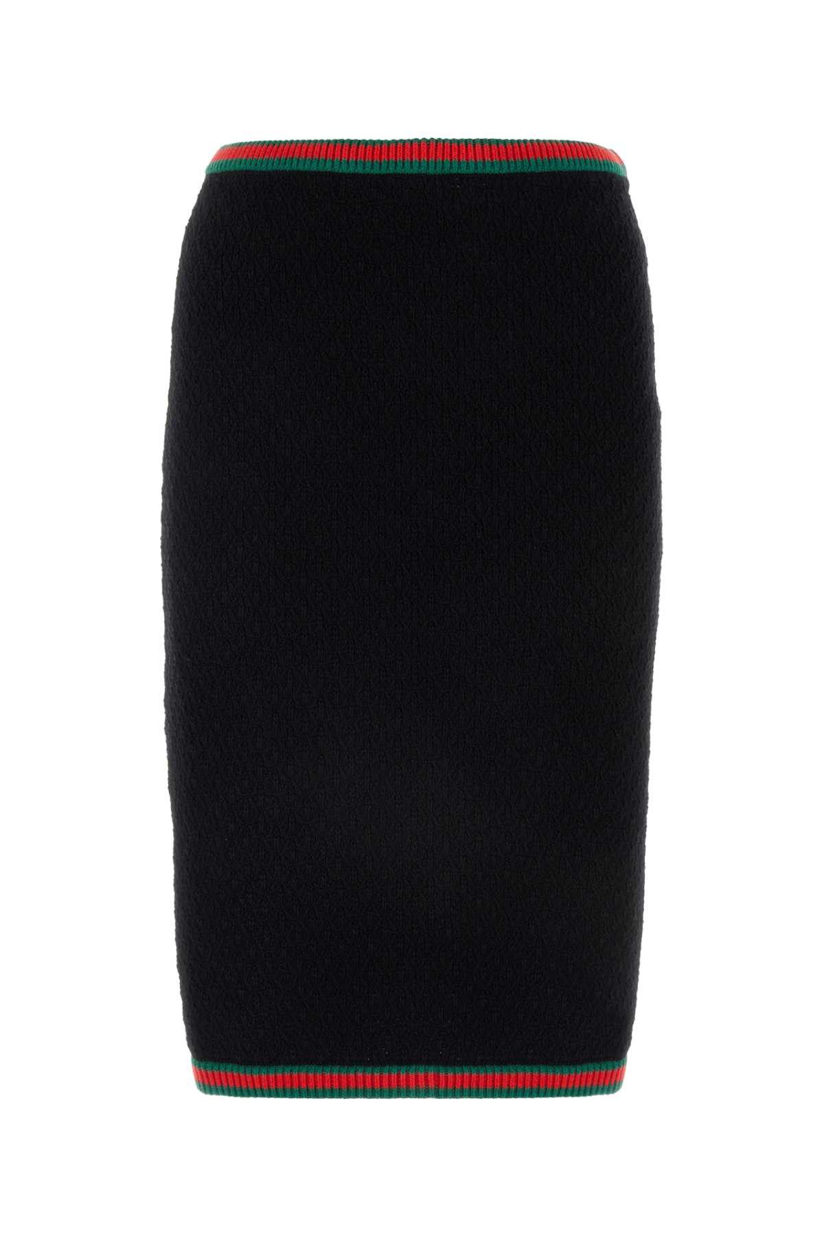 Black Stretch Cotton Blend Skirt