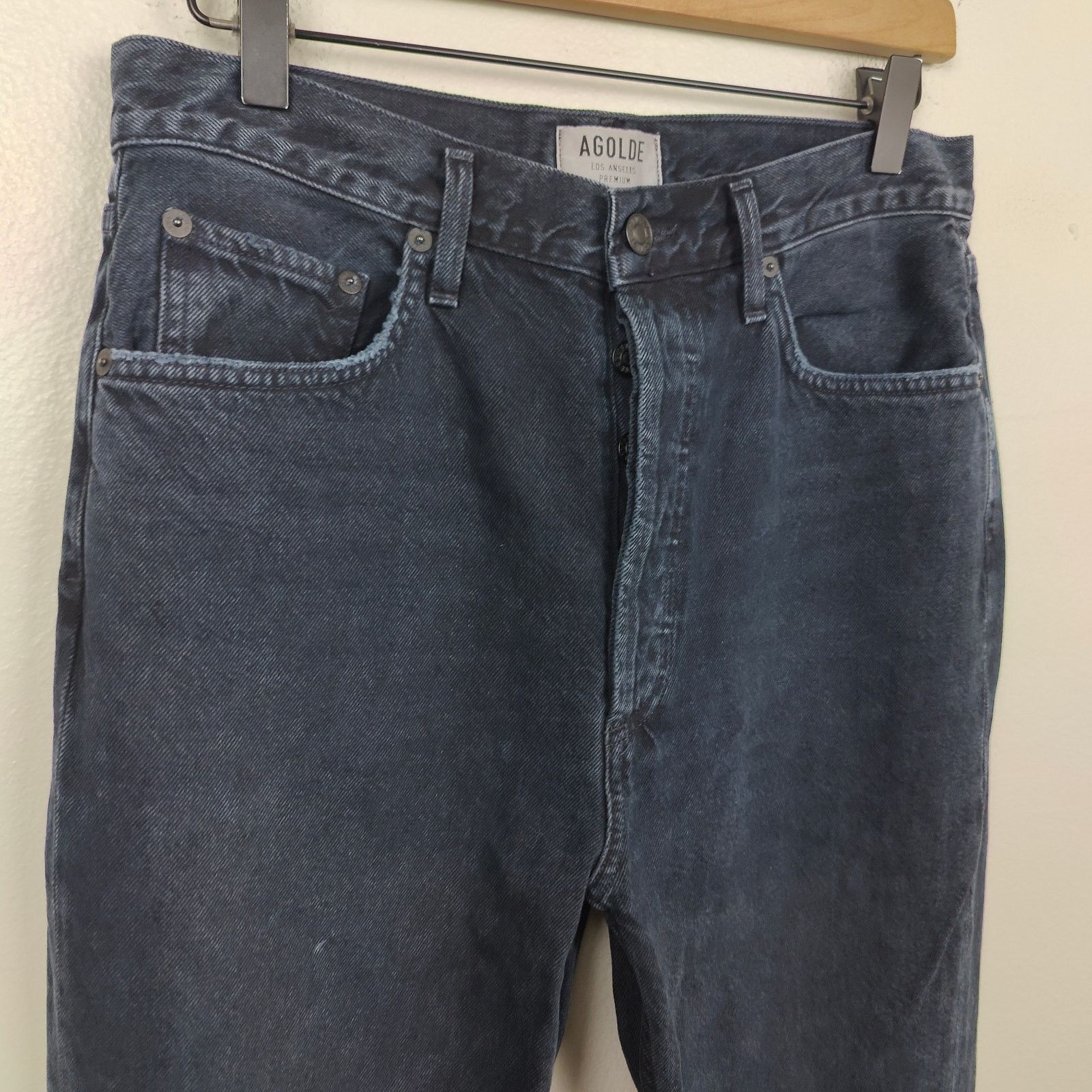 Agolde Agolde Riley High Rise Straight Crop Jeans Womens 29 Black Size 29" - 2 Thumbnail
