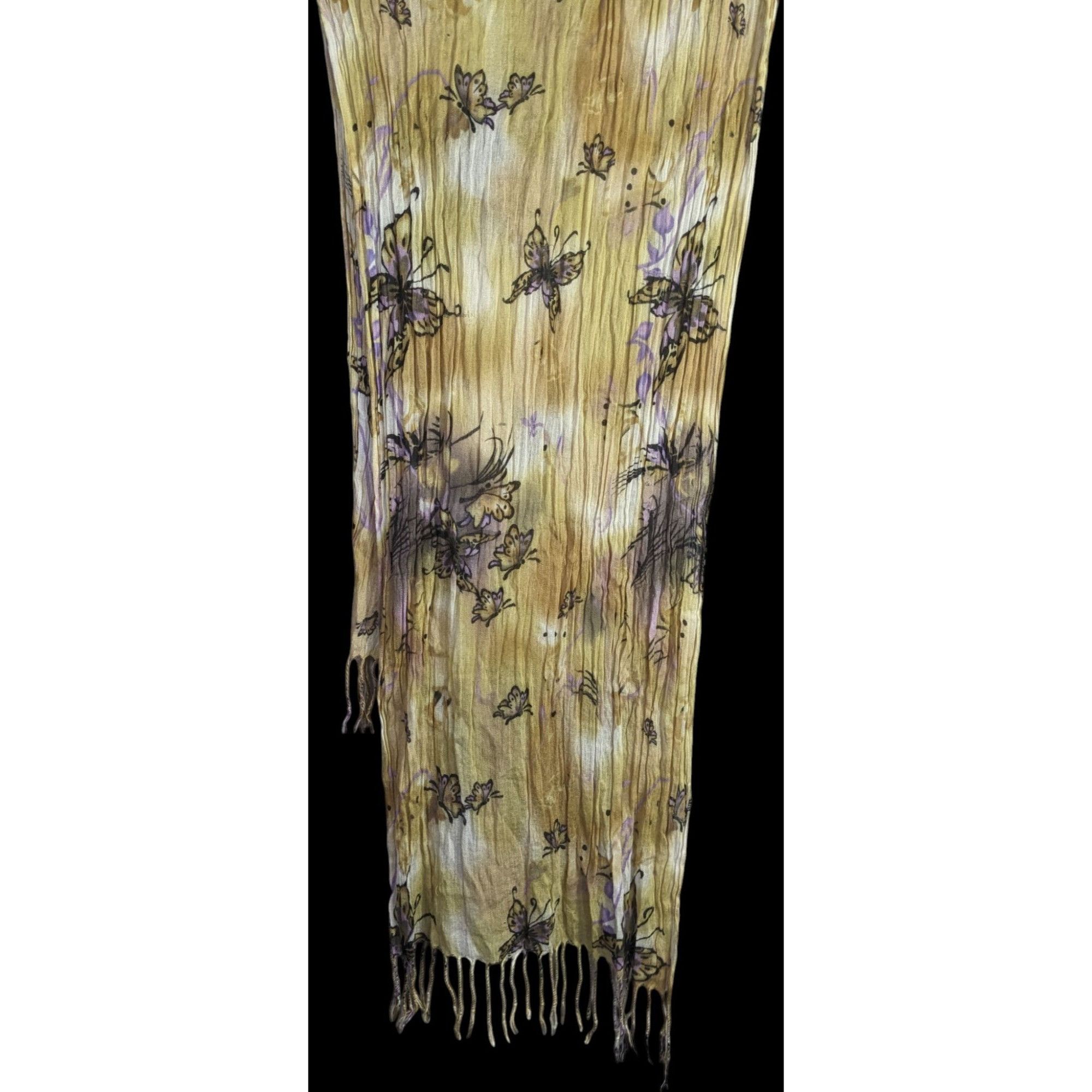 Other Fairycore Butterfly Pattern Lightweight Sheer Yellow Scarf W Size ONE SIZE - 2 Thumbnail
