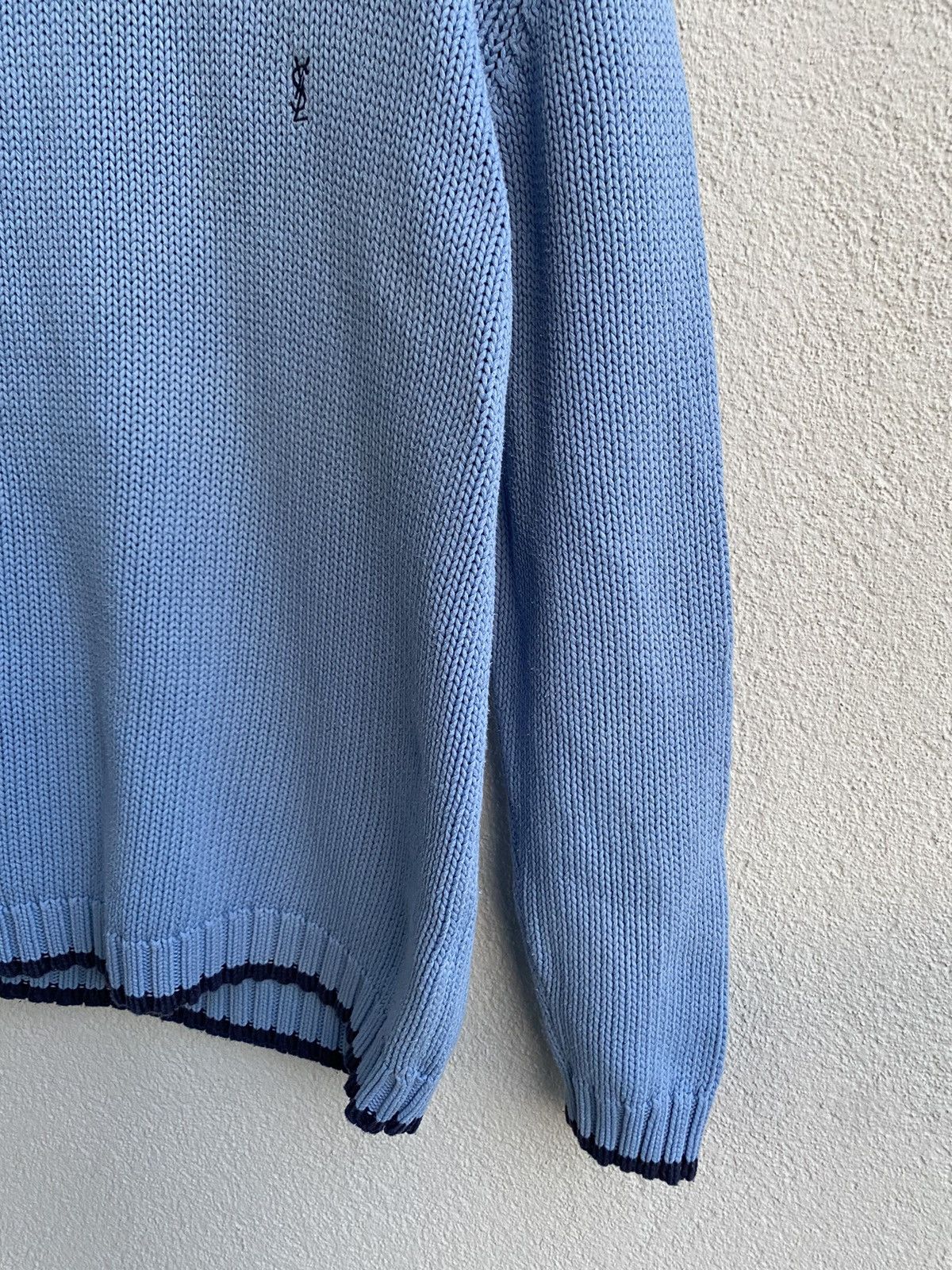Yves Saint Laurent Heavy YSL Sweater Blue Knit YSL Sweatshirt Size US S / EU 44-46 / 1 - 14 Thumbnail