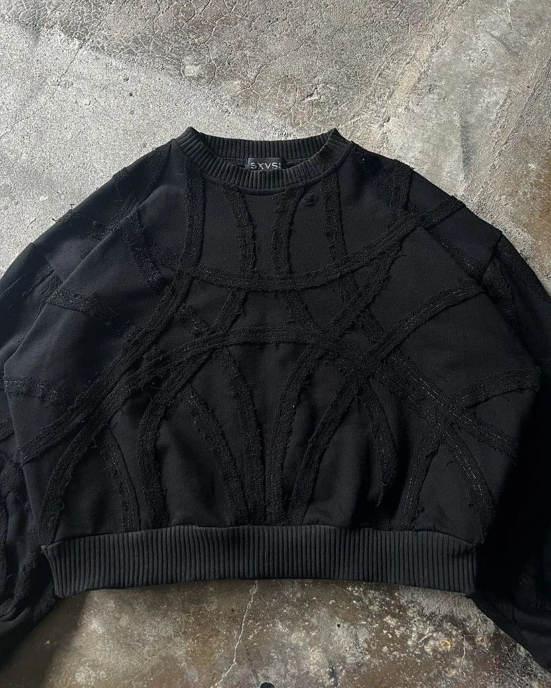 Japanese Brand × Vintage Retro Black Gothic Patchwork Sweatshirt Size US S / EU 44-46 / 1 - 5 Thumbnail
