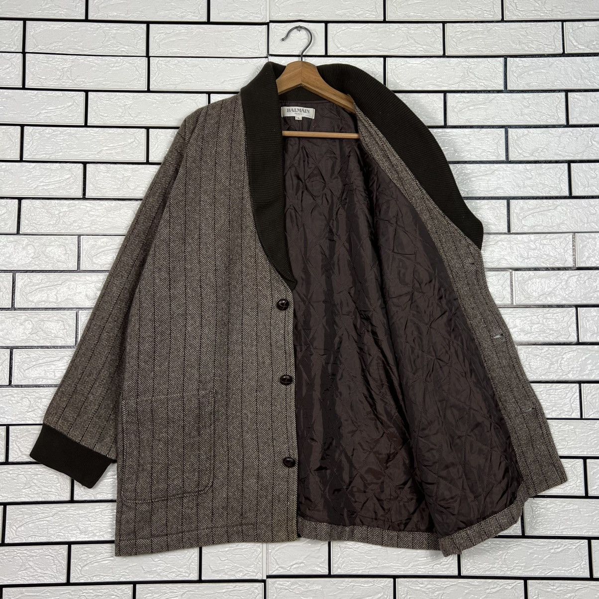 Balmain Vintage BALMAIN Herringbone Pattern Casual Jacket #4057-C184 Size US L / EU 52-54 / 3 - 9 Thumbnail