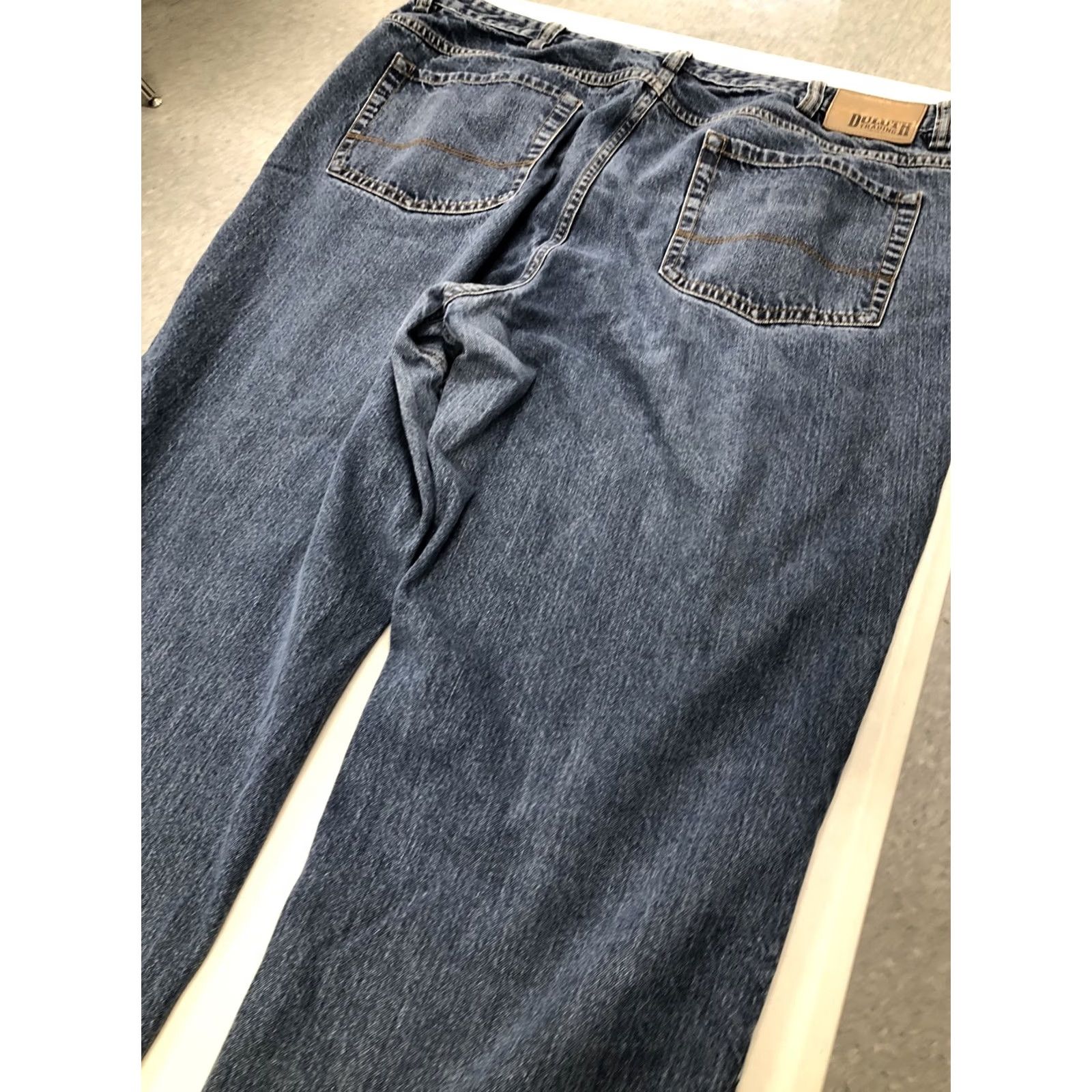 CO Duluth Denim Jeans Mens 42x28.5 Med Wash Regular Belt Loops 5-Pocket Straight Cotton Spandex Relaxed Blue Size US 42 / EU 58 - 3 Thumbnail