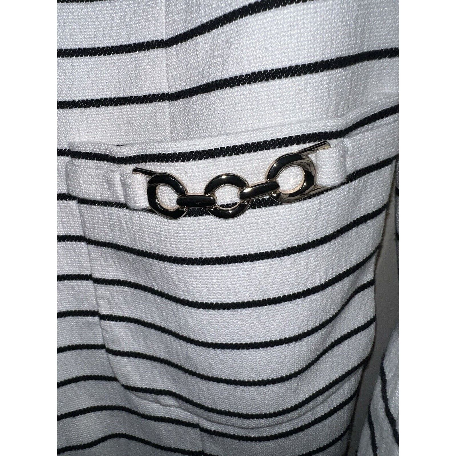 The Unbranded Brand Kasper Open-Front Blazer Jacket Women's Size 8 White Striped Size M / US 6-8 / IT 42-44 - 6 Thumbnail